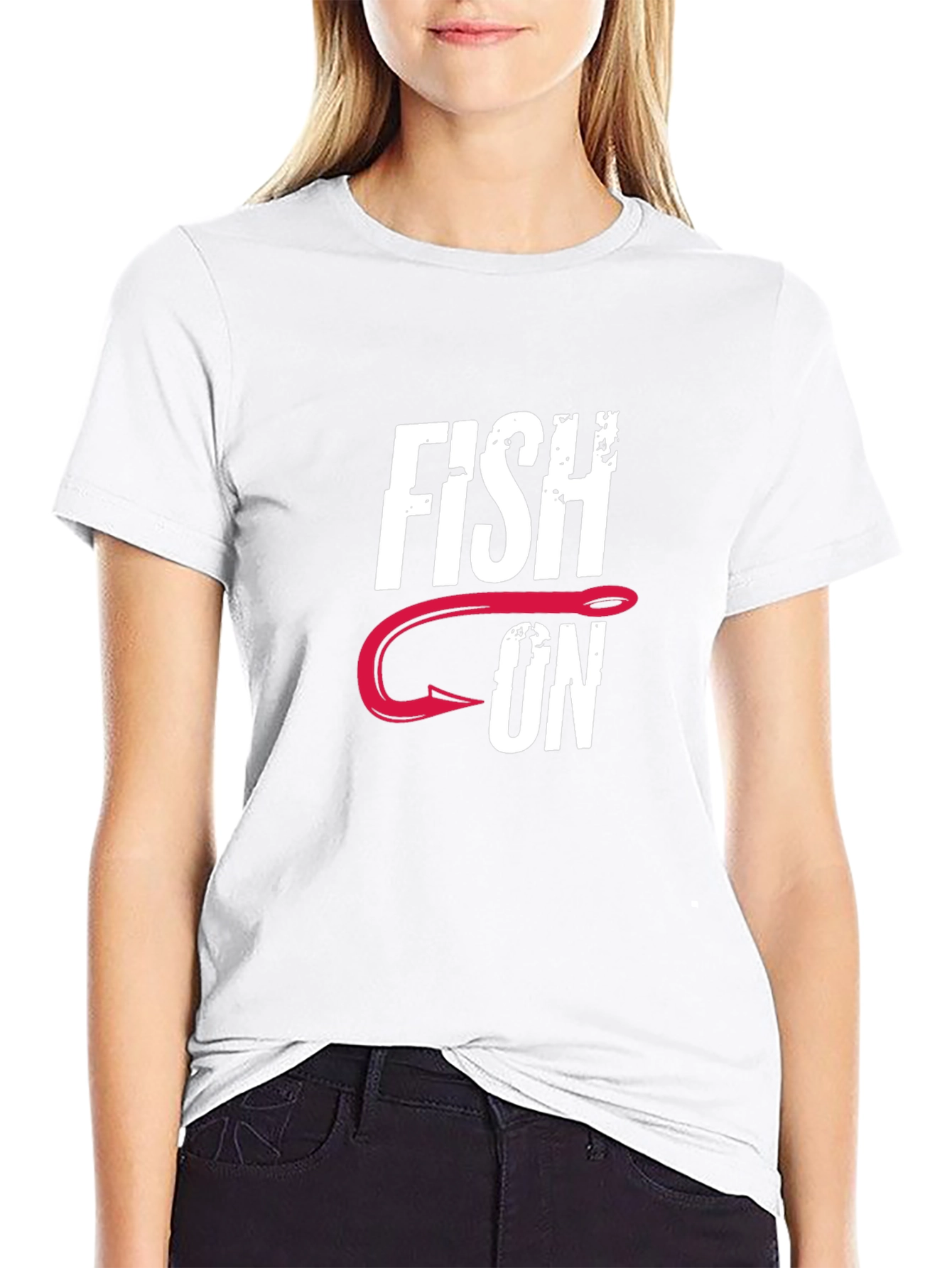 Fish On Graphic Tee - Black Cotton Fishing T-Shirt