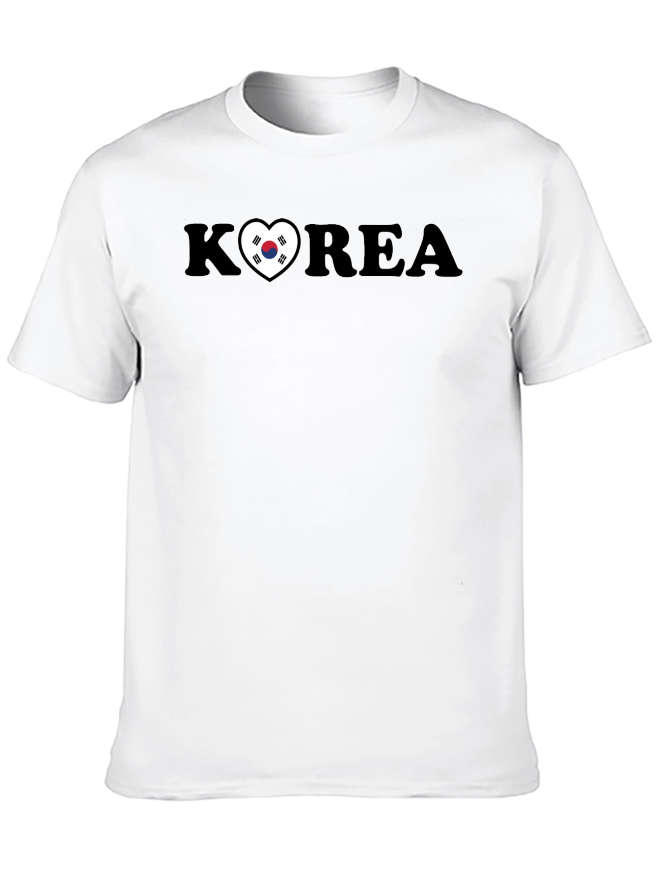 Korea Heart Flag Graphic Black T-Shirt