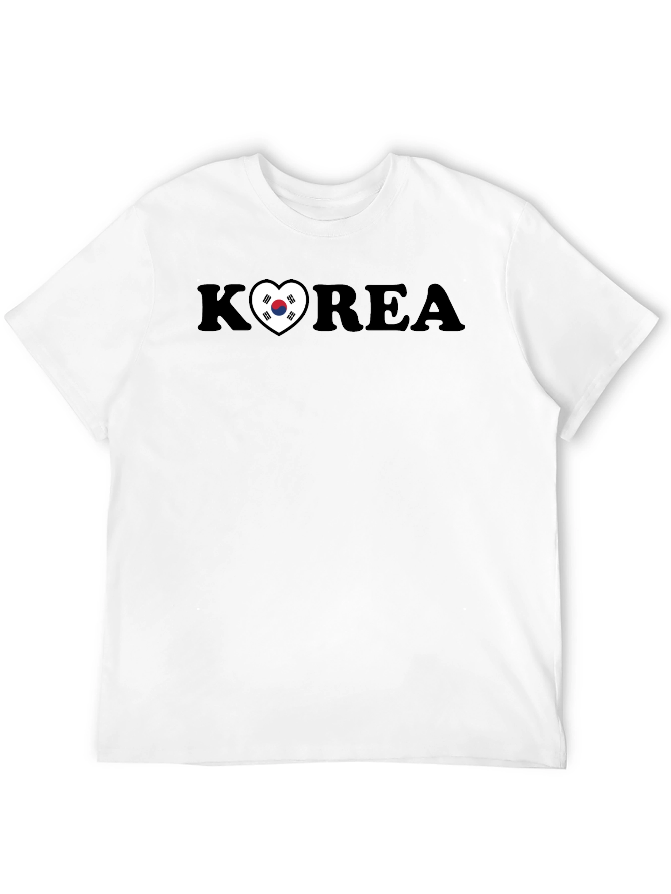 Korea Heart Flag Graphic Black T-Shirt