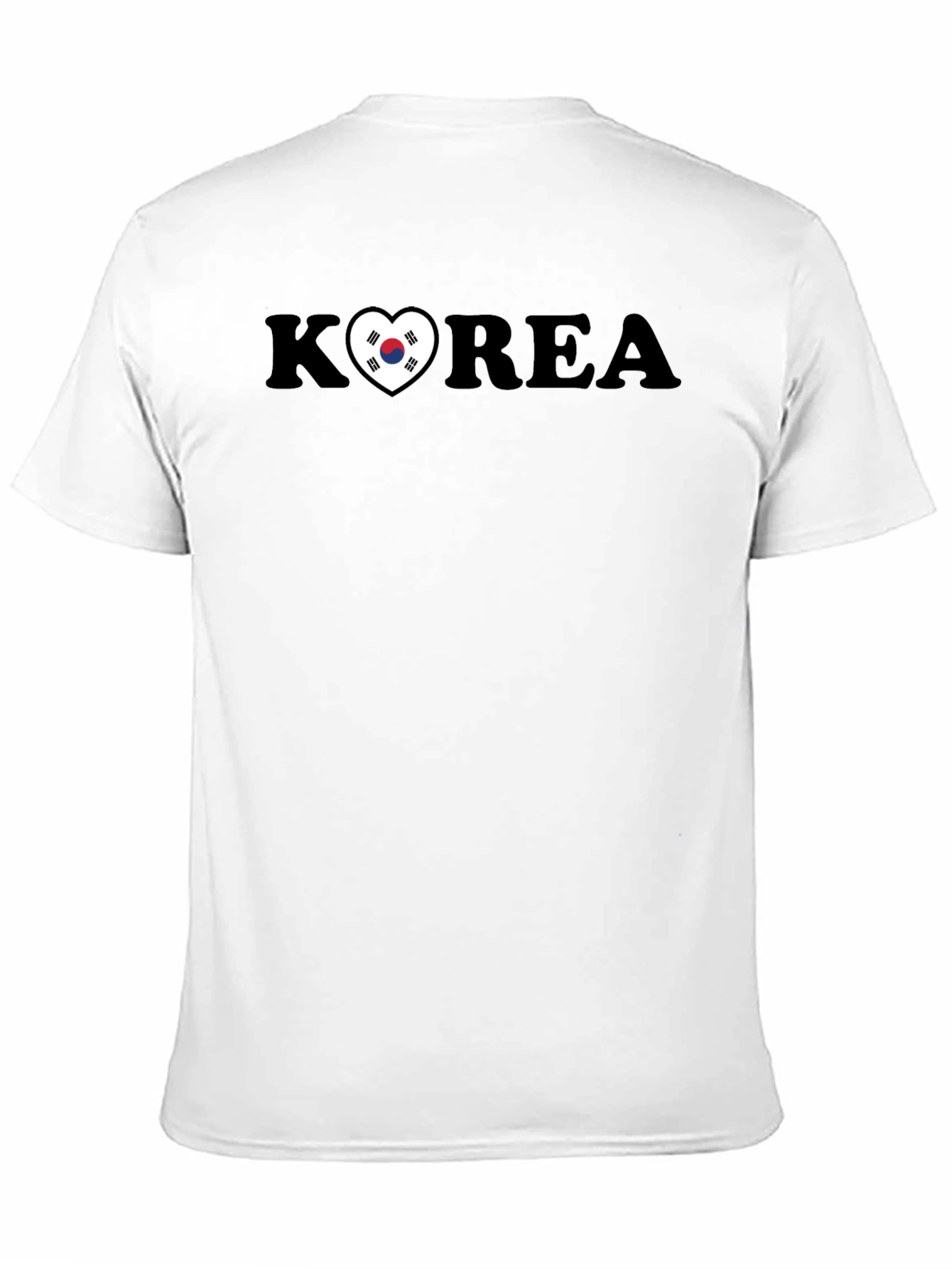 Korea Heart Flag Graphic Black T-Shirt