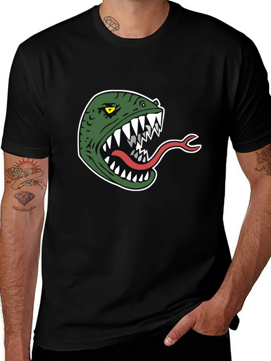 Monster Head Graphic Tee - Black Cotton T-Shirt