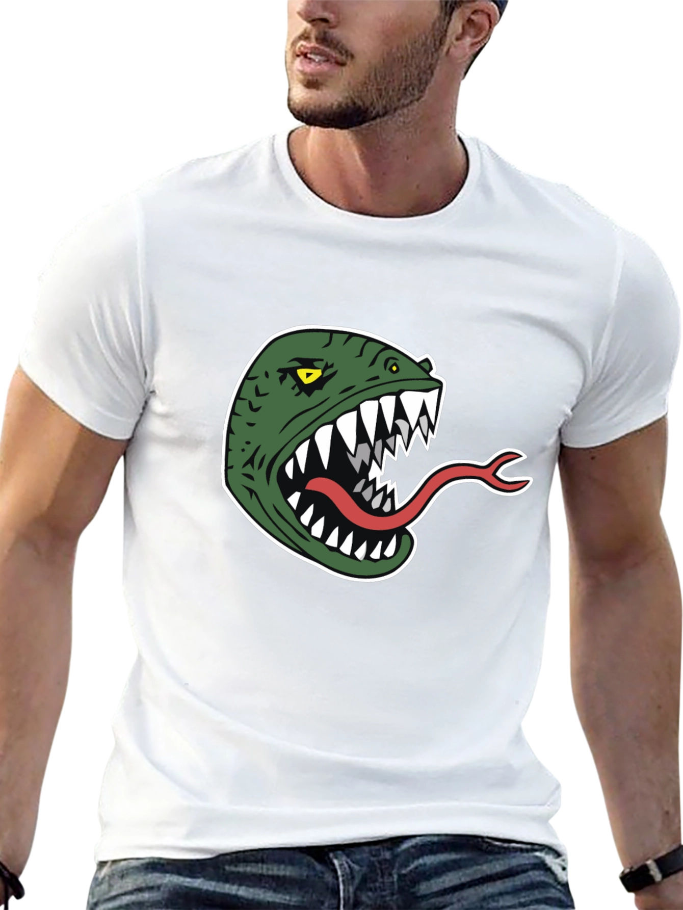 Monster Head Graphic Tee - Black Cotton T-Shirt