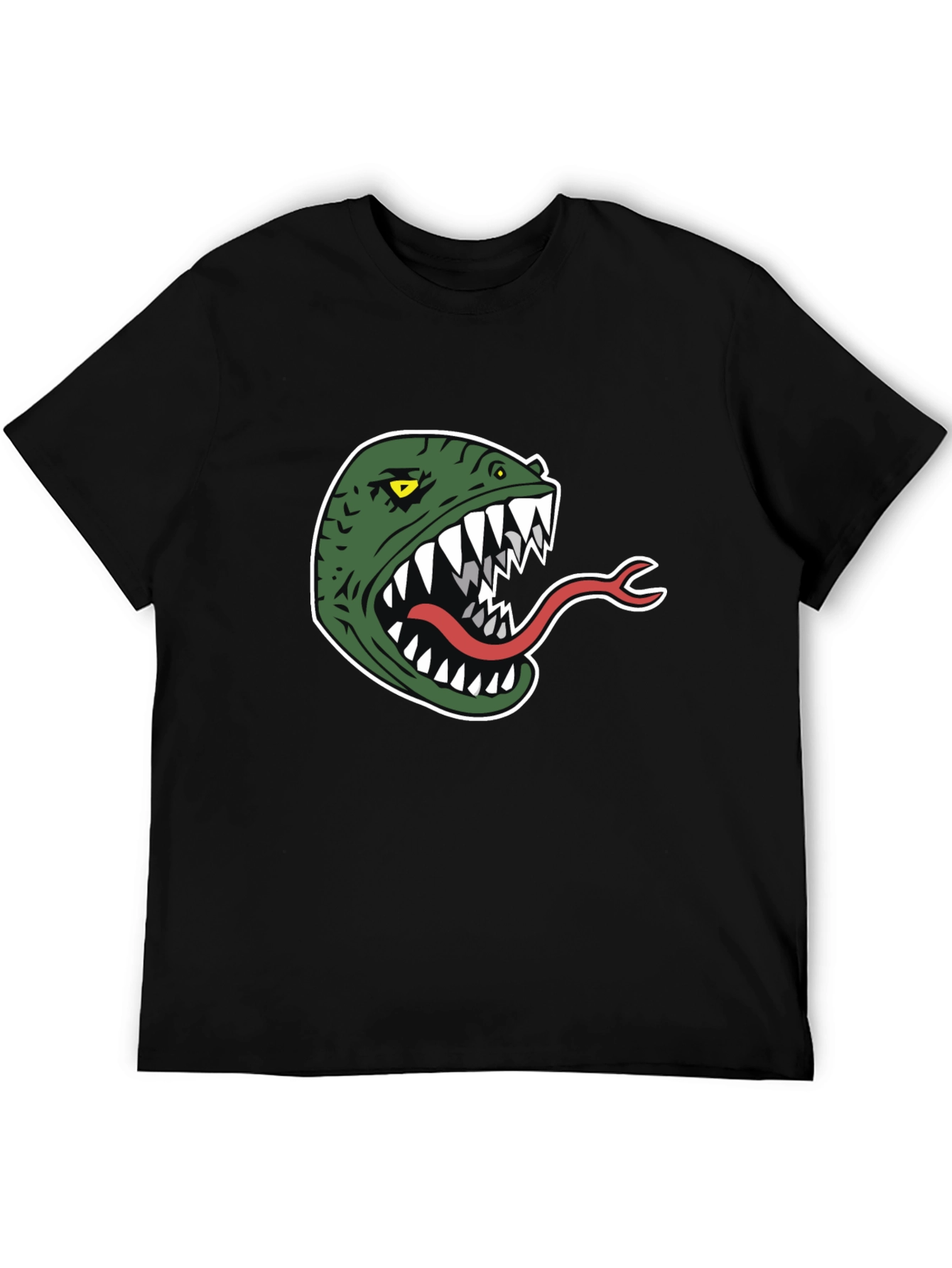 Monster Head Graphic Tee - Black Cotton T-Shirt