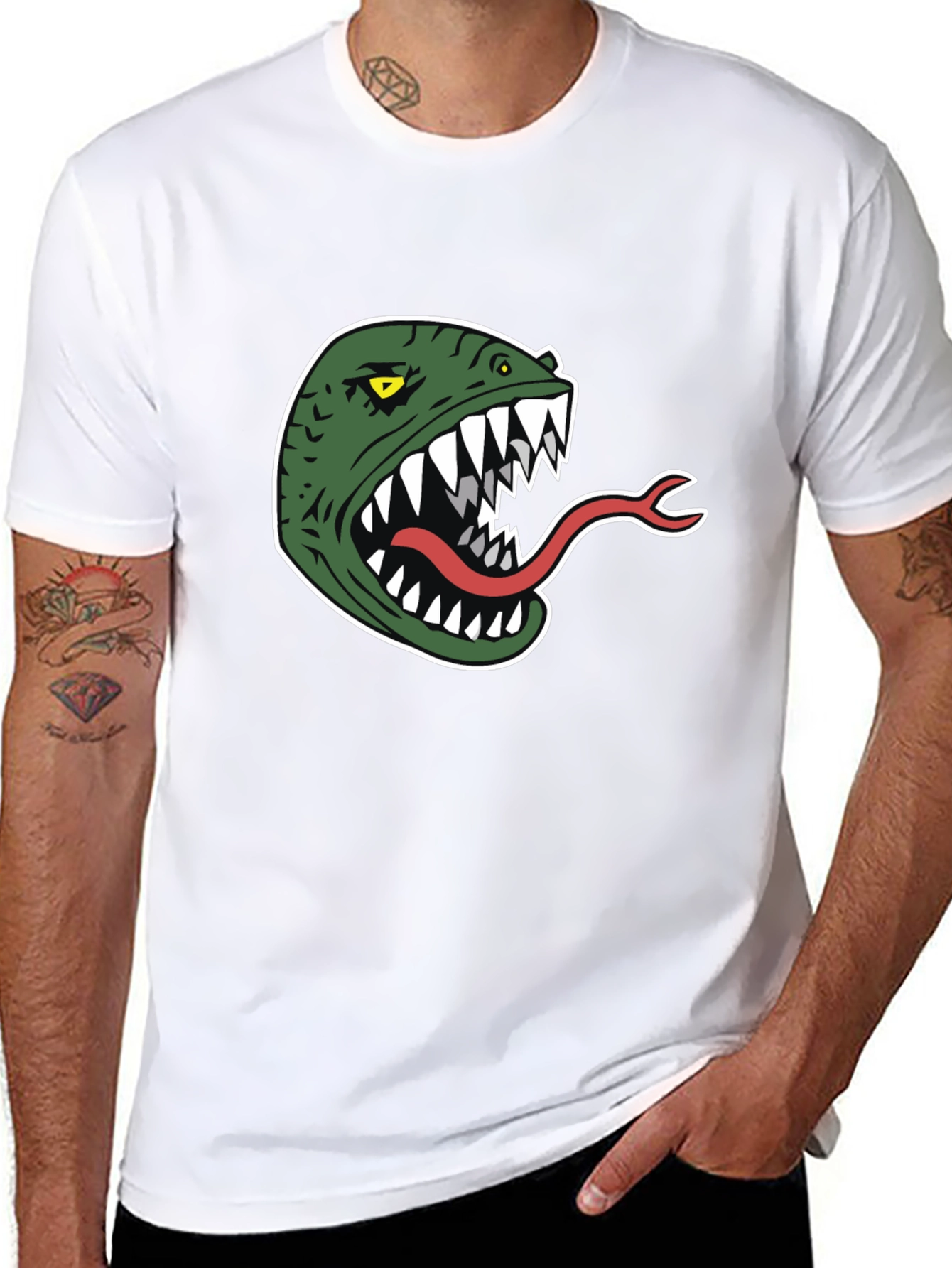 Monster Head Graphic Tee - Black Cotton T-Shirt