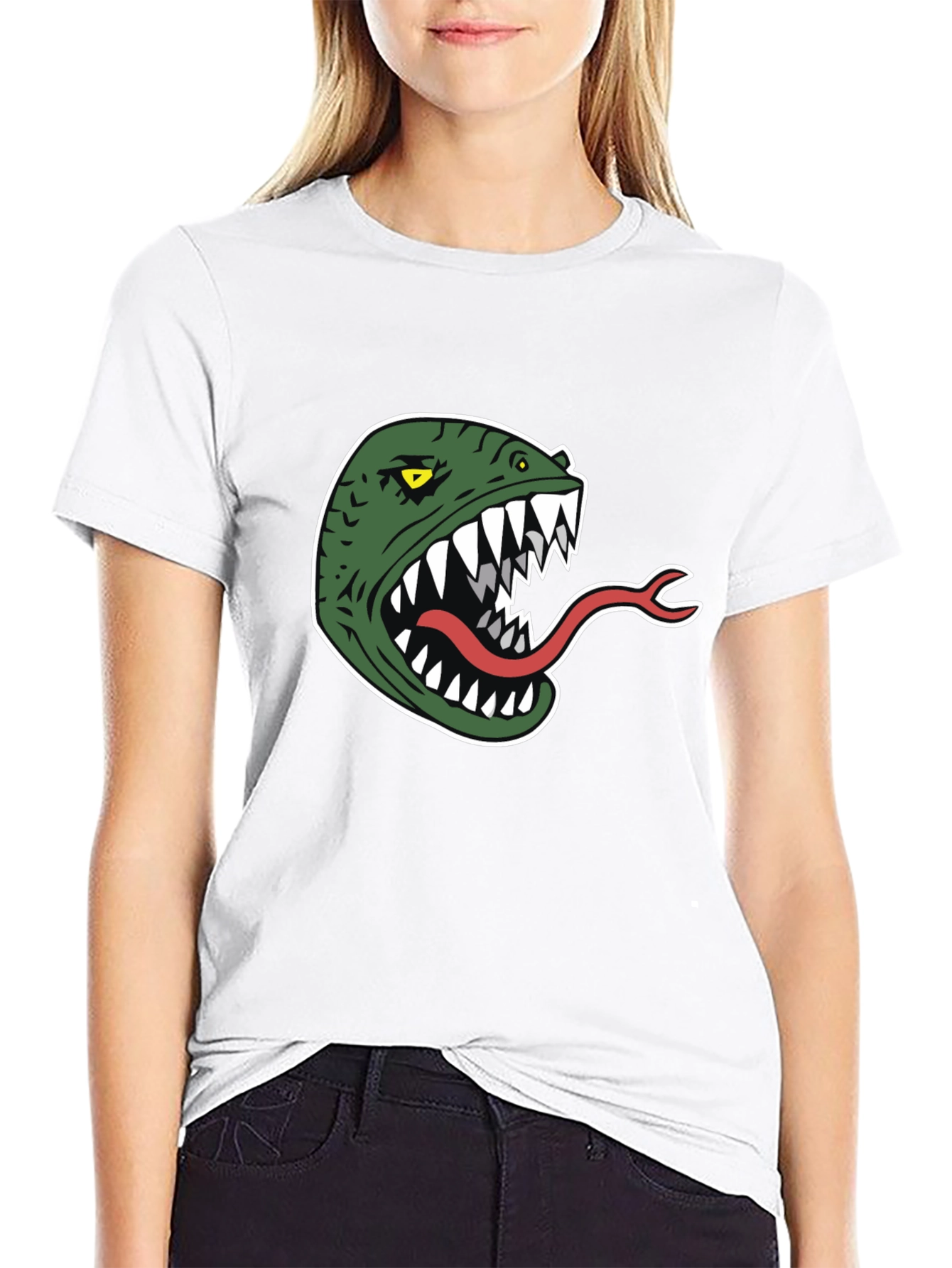 Monster Head Graphic Tee - Black Cotton T-Shirt