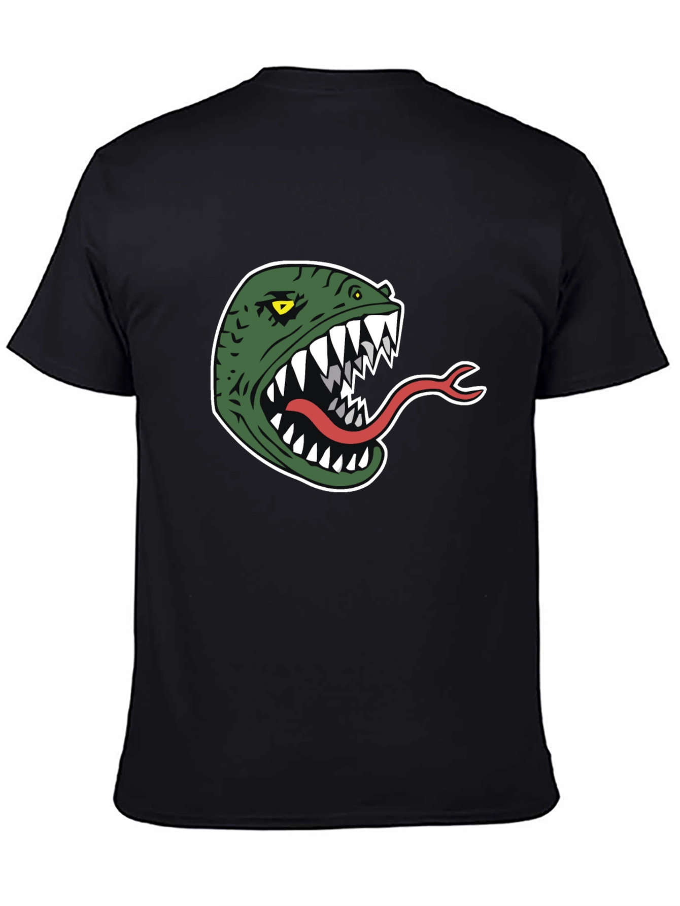 Monster Head Graphic Tee - Black Cotton T-Shirt