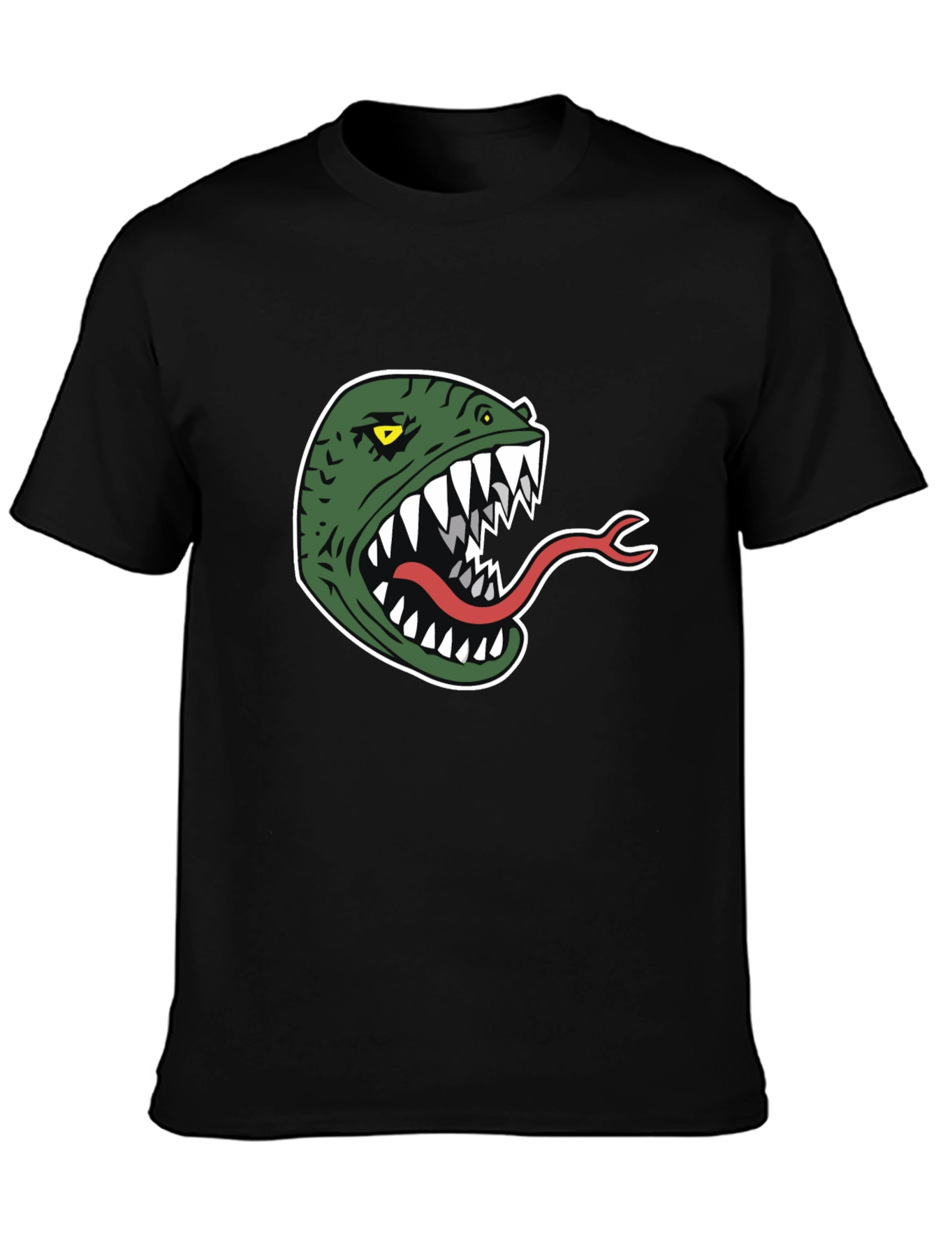 Monster Head Graphic Tee - Black Cotton T-Shirt