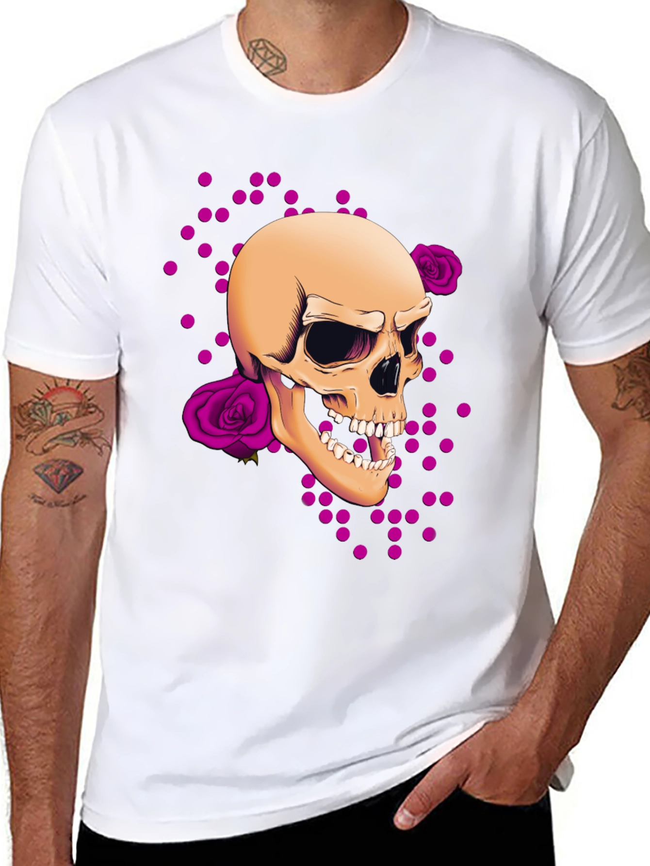 Skull & Roses Graphic Tee - Edgy Style