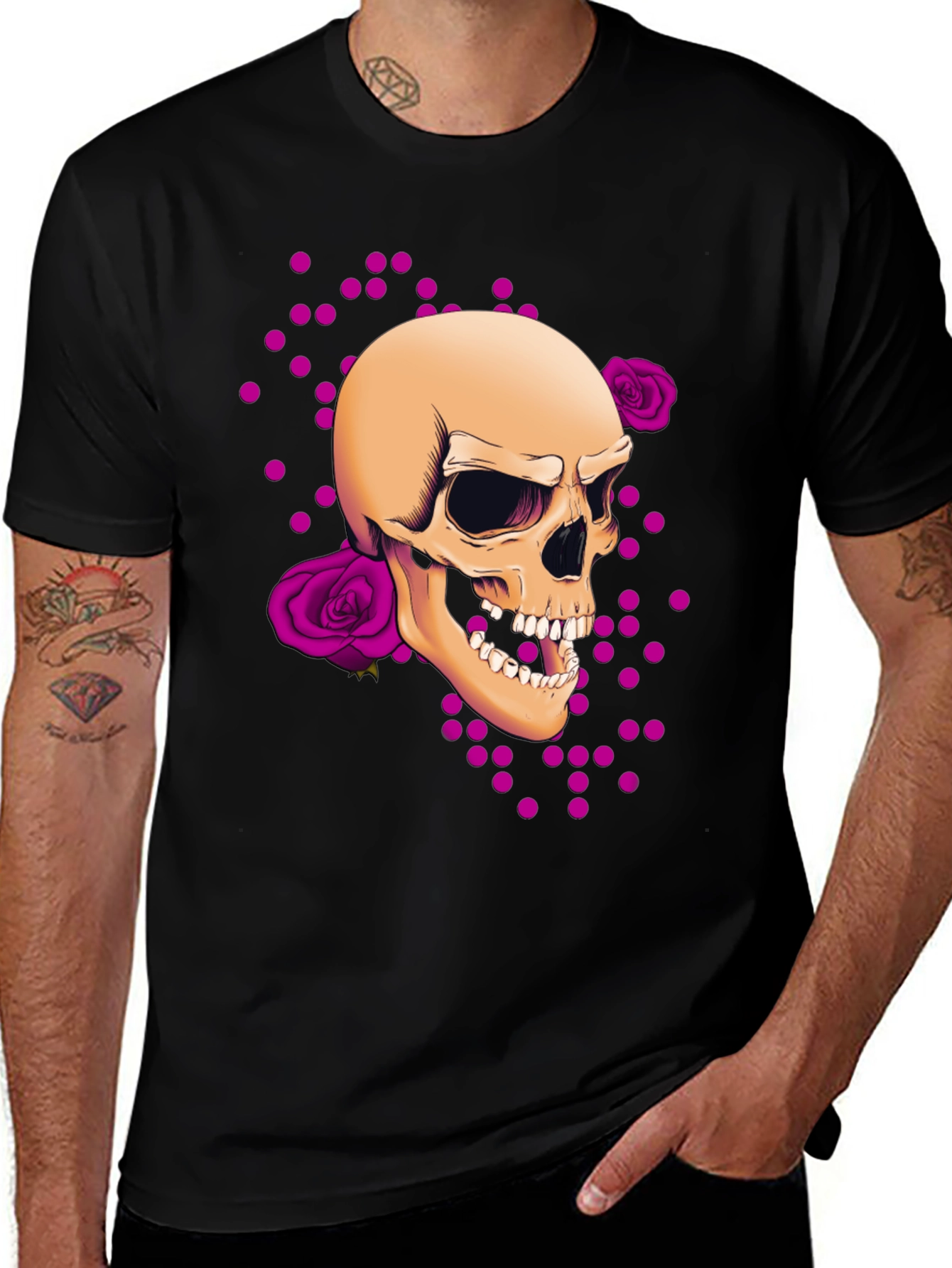 Skull & Roses Graphic Tee - Edgy Style