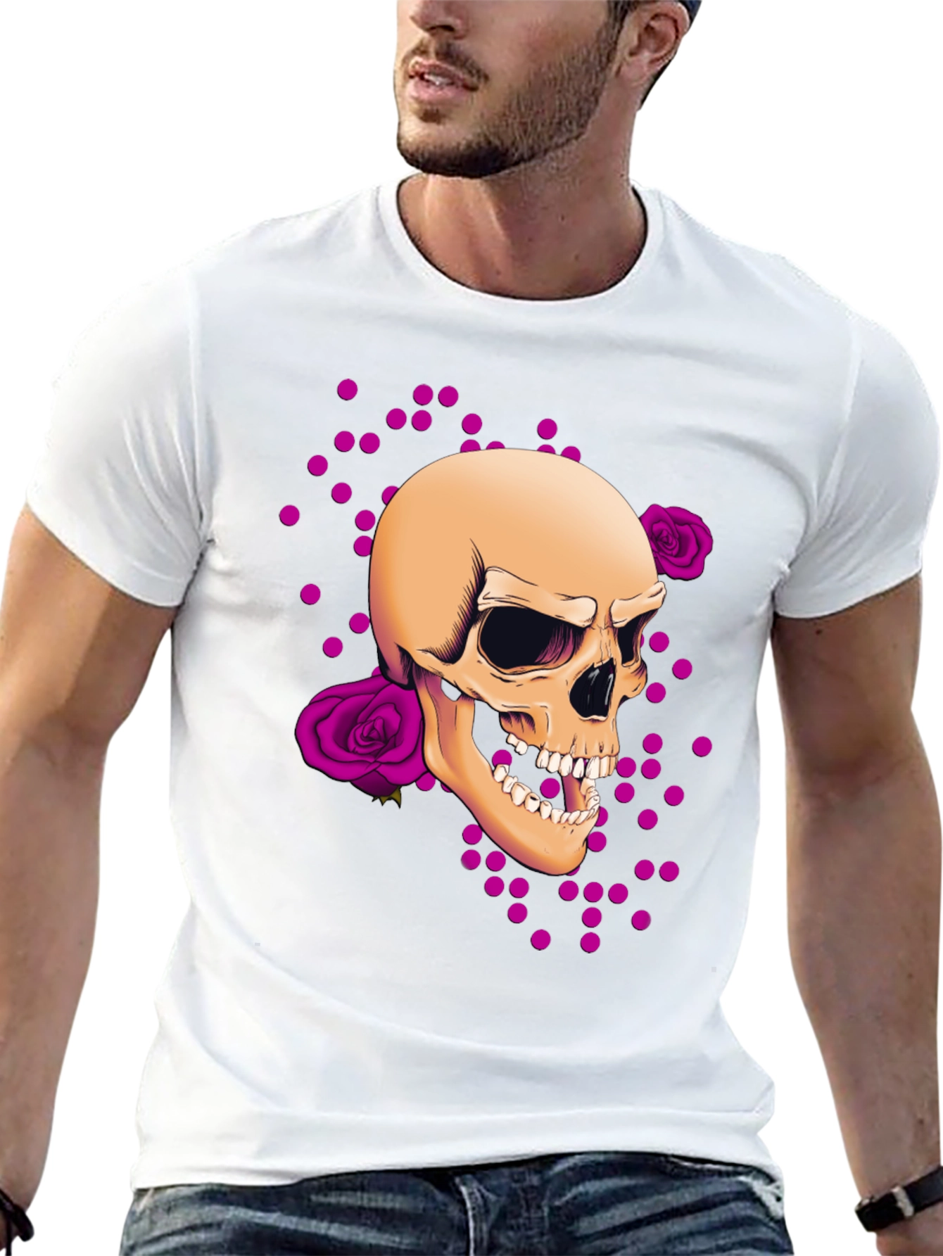 Skull & Roses Graphic Tee - Edgy Style