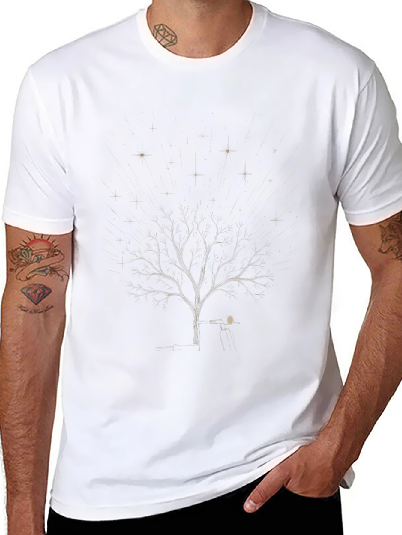 Night Sky Tree Graphic Tee - Soft Cotton Blend