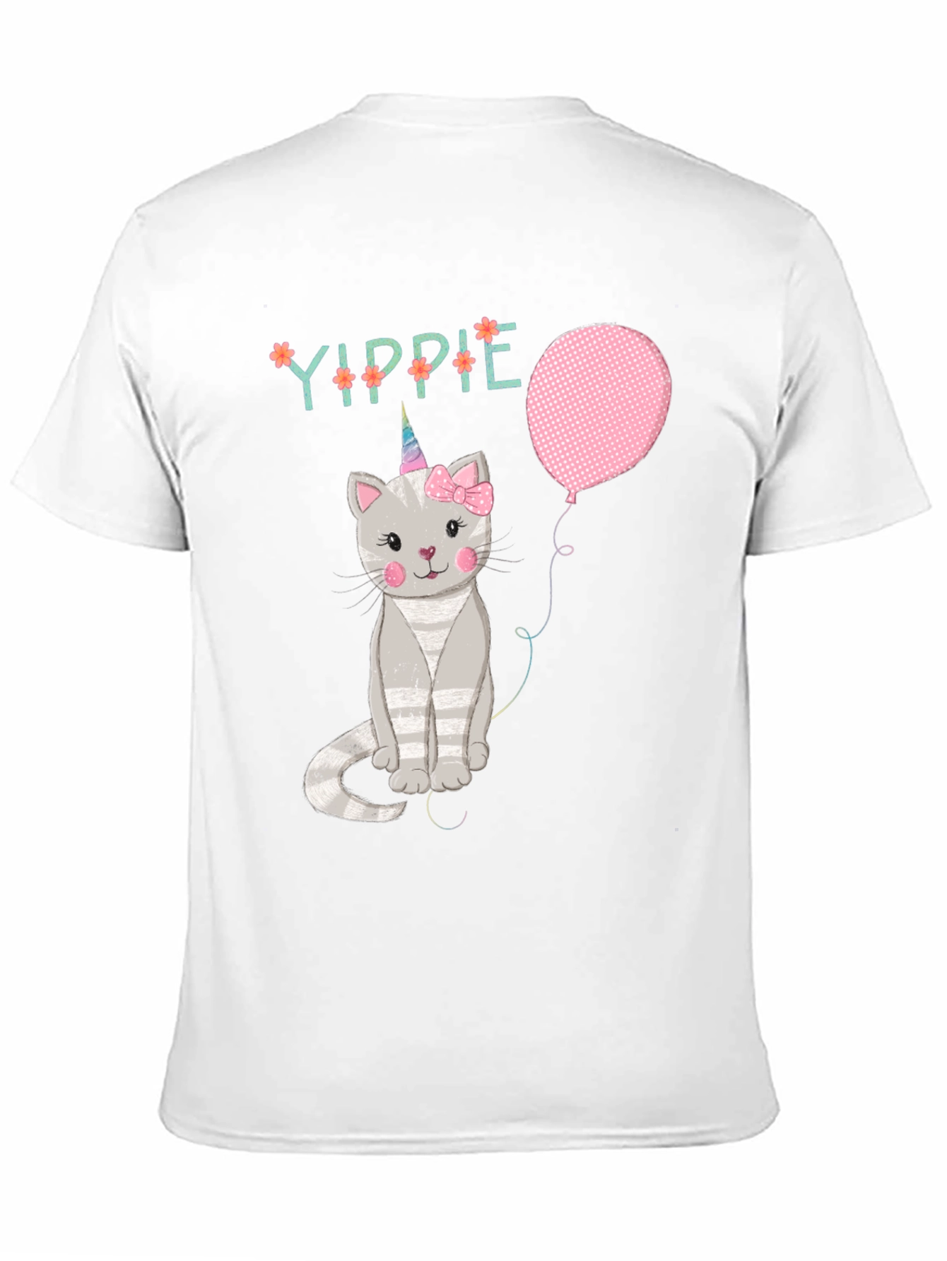 Yippie Cat Unicorn Balloon Graphic T-Shirt