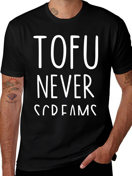 Tofu Never Screams Graphic Tee - Vegan Humor T-Shirt