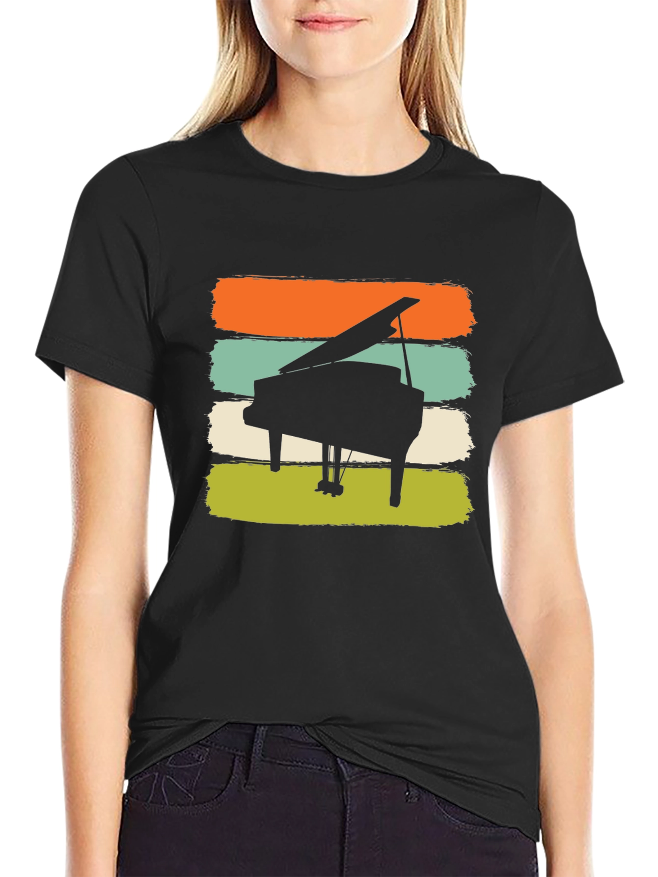 Retro Piano Graphic Tee - Music Lovers Shirt
