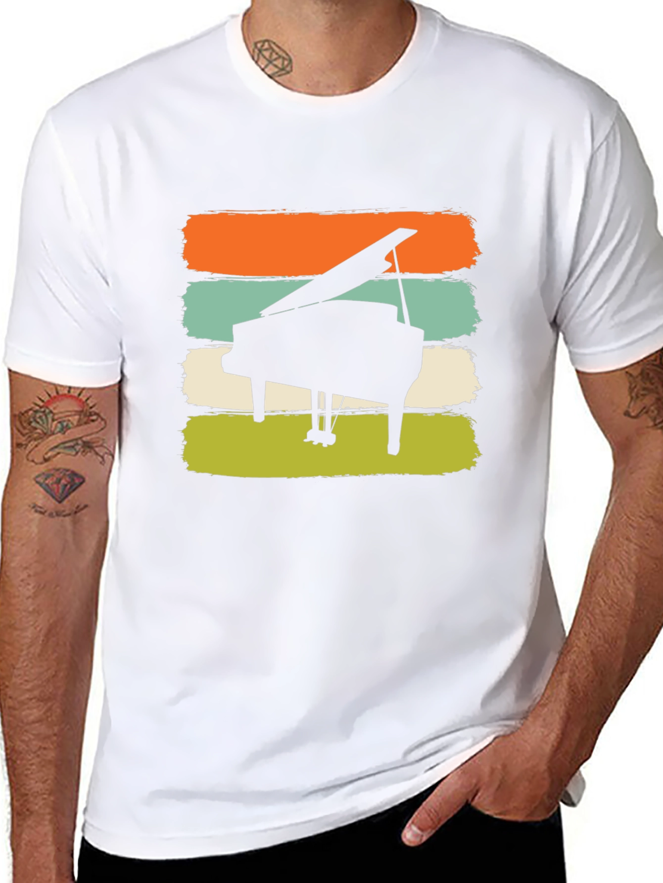 Retro Piano Graphic Tee - Music Lovers Shirt
