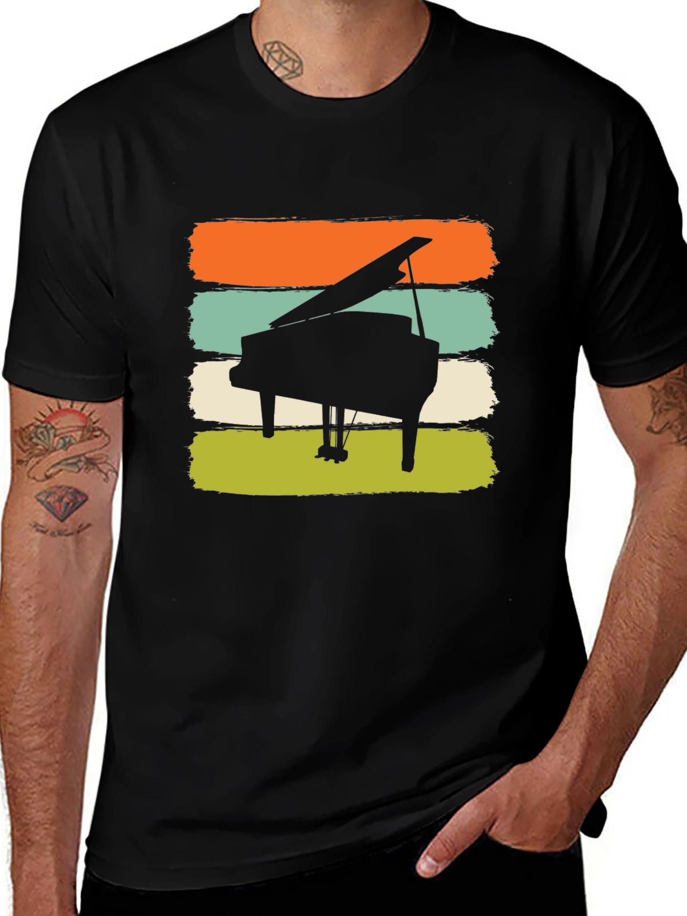 Retro Piano Graphic Tee - Music Lovers Shirt