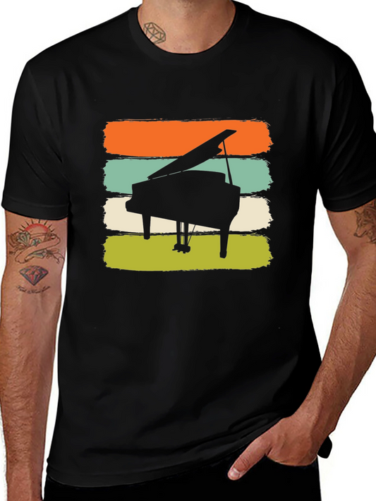Retro Piano Graphic Tee - Music Lovers Shirt