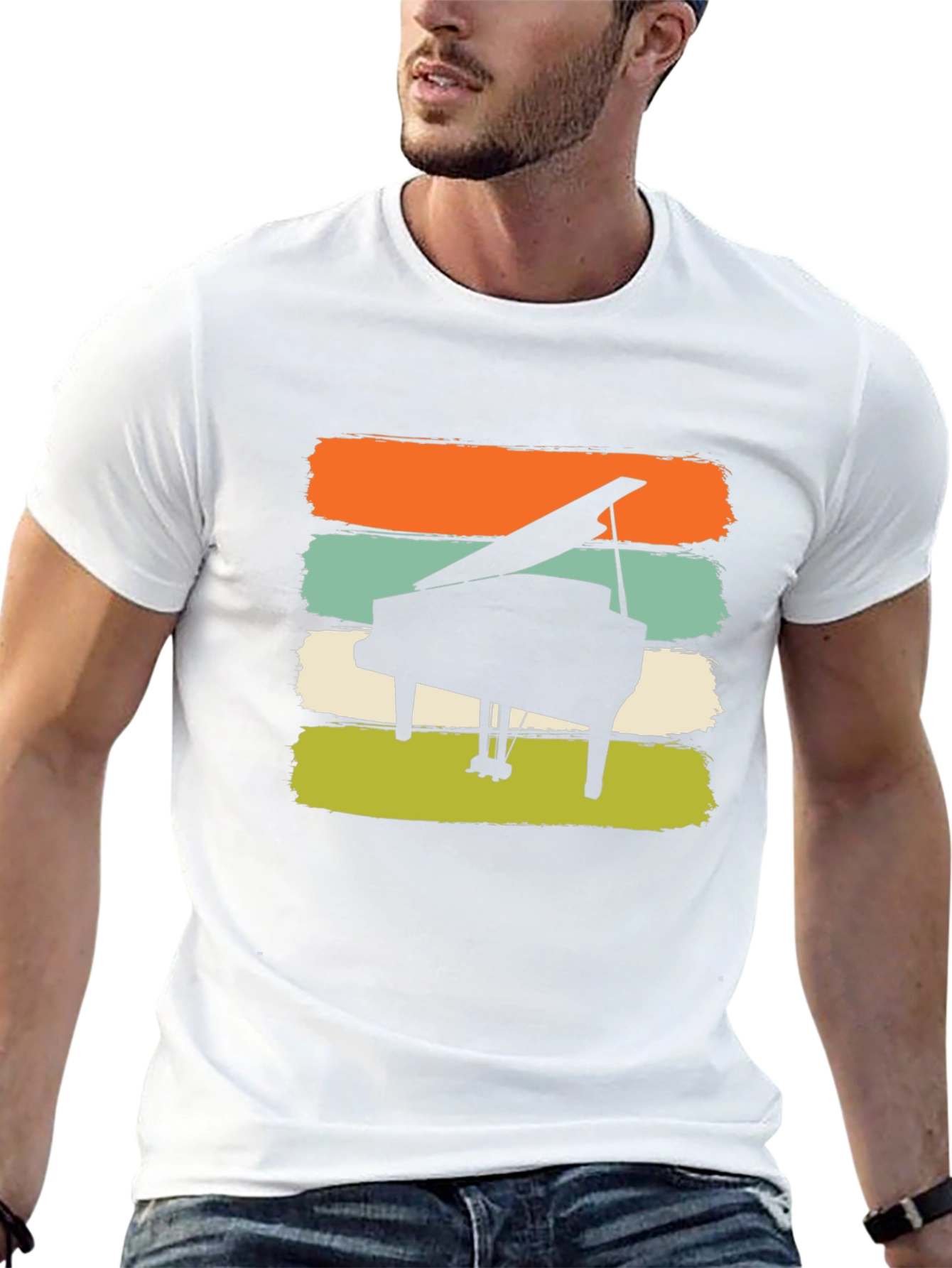 Retro Piano Graphic Tee - Music Lovers Shirt