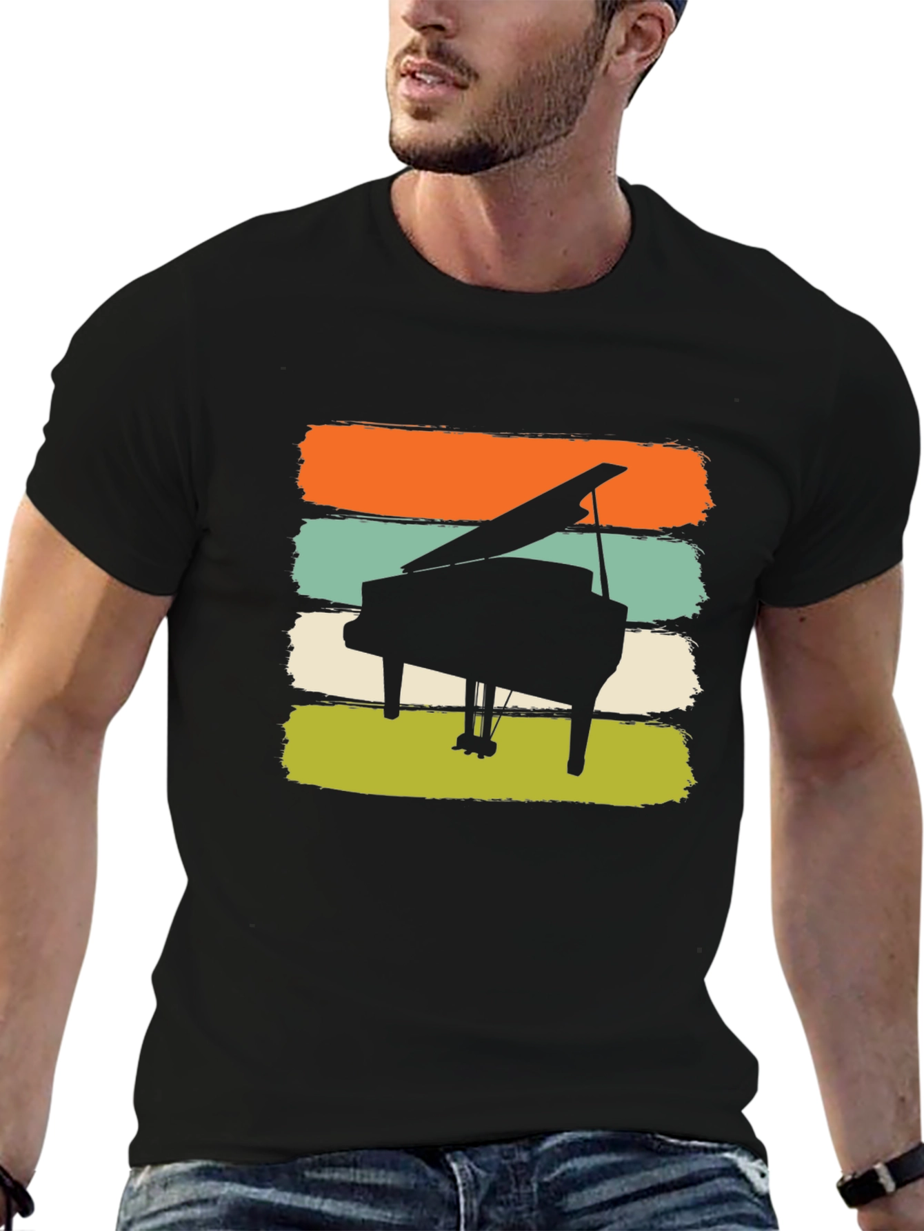 Retro Piano Graphic Tee - Music Lovers Shirt