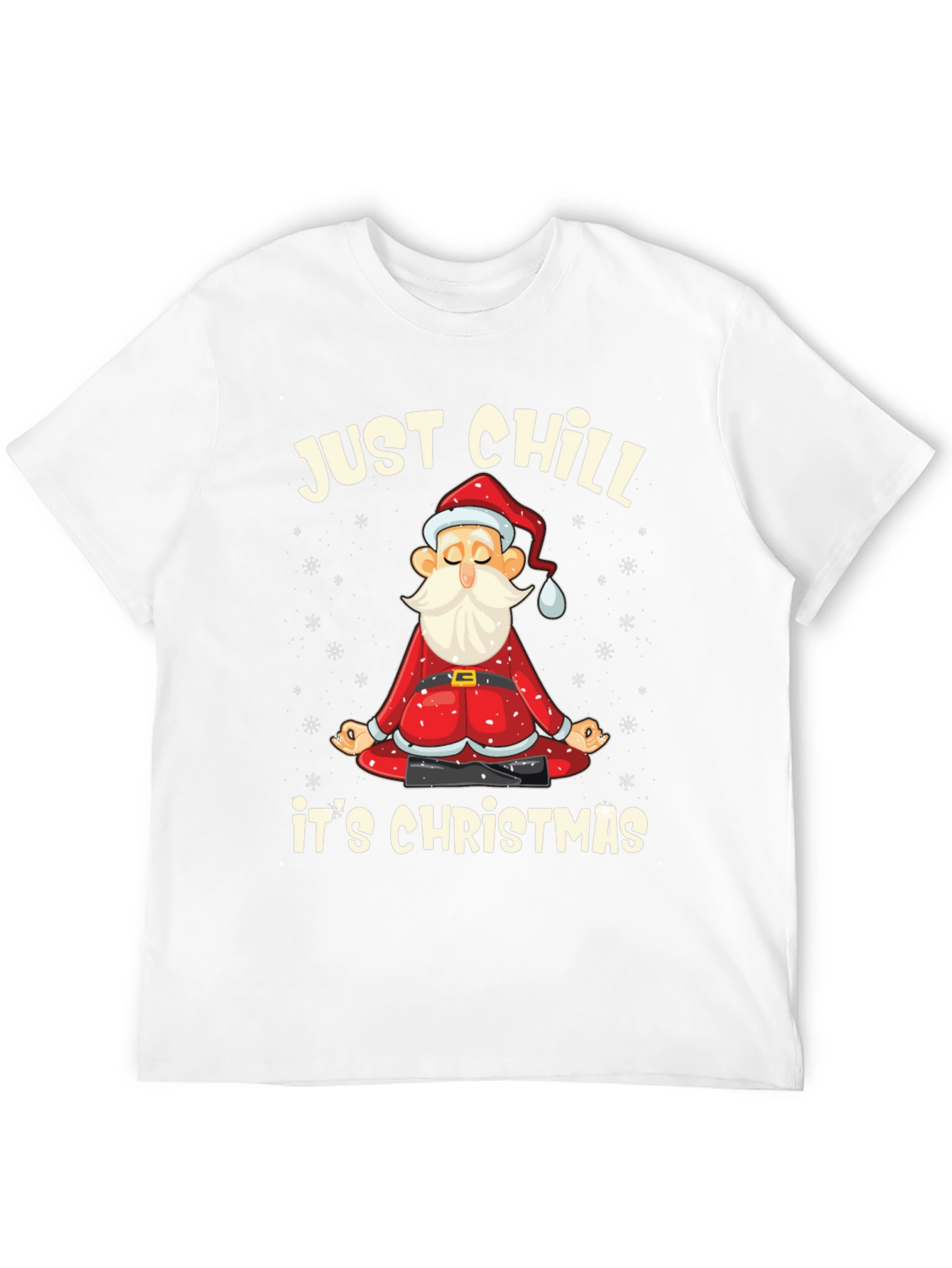 Just Chill Its Christmas T-Shirt Santa Yoga Black Tee