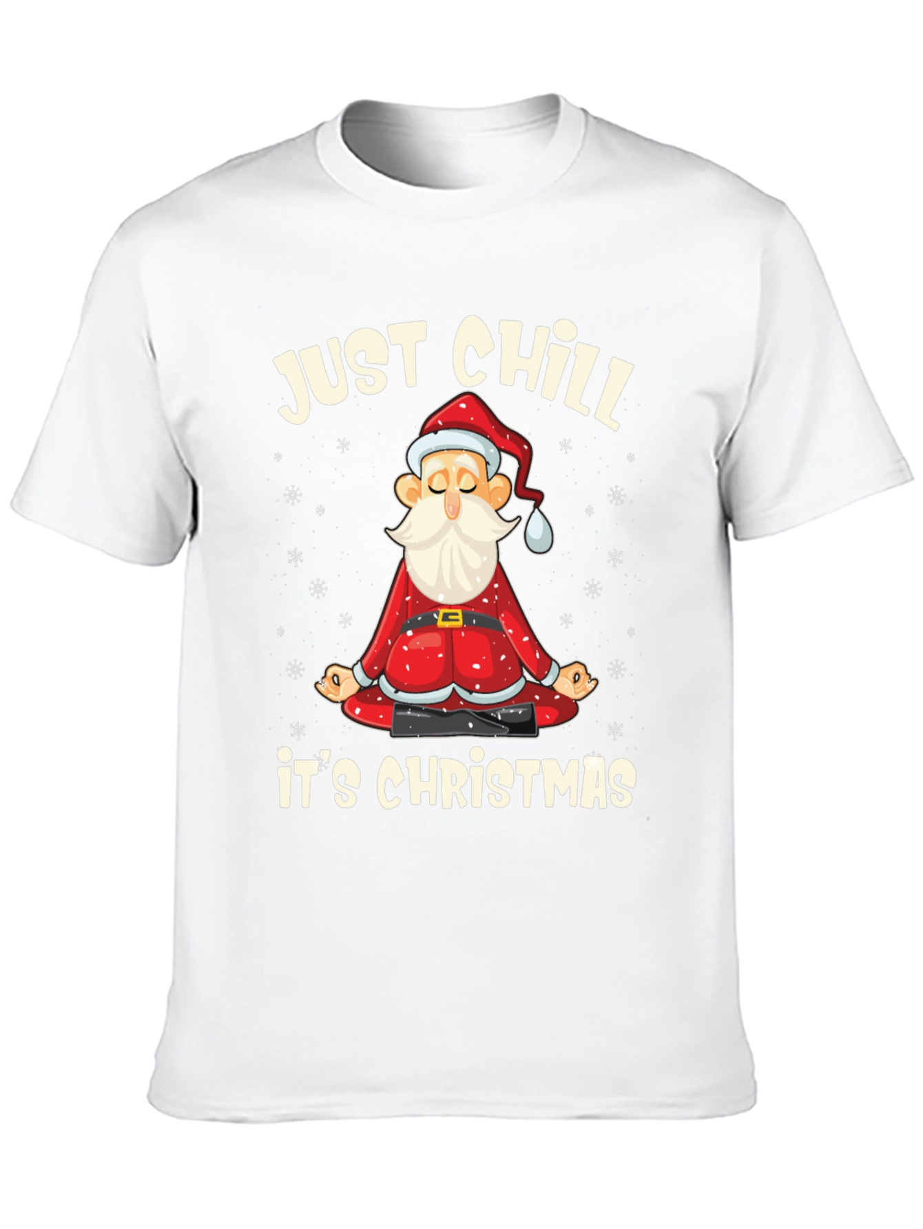 Just Chill Its Christmas T-Shirt Santa Yoga Black Tee