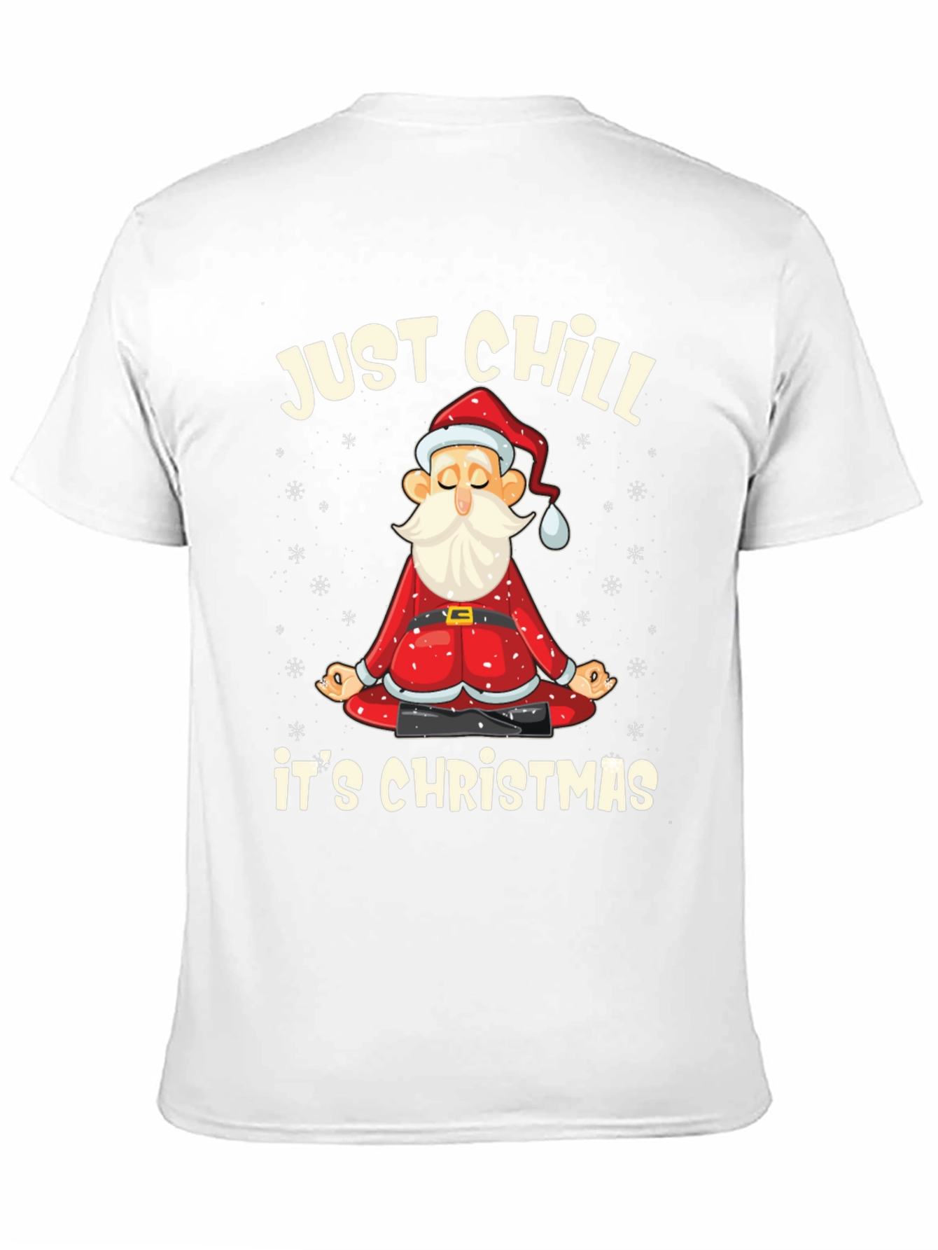 Just Chill Its Christmas T-Shirt Santa Yoga Black Tee