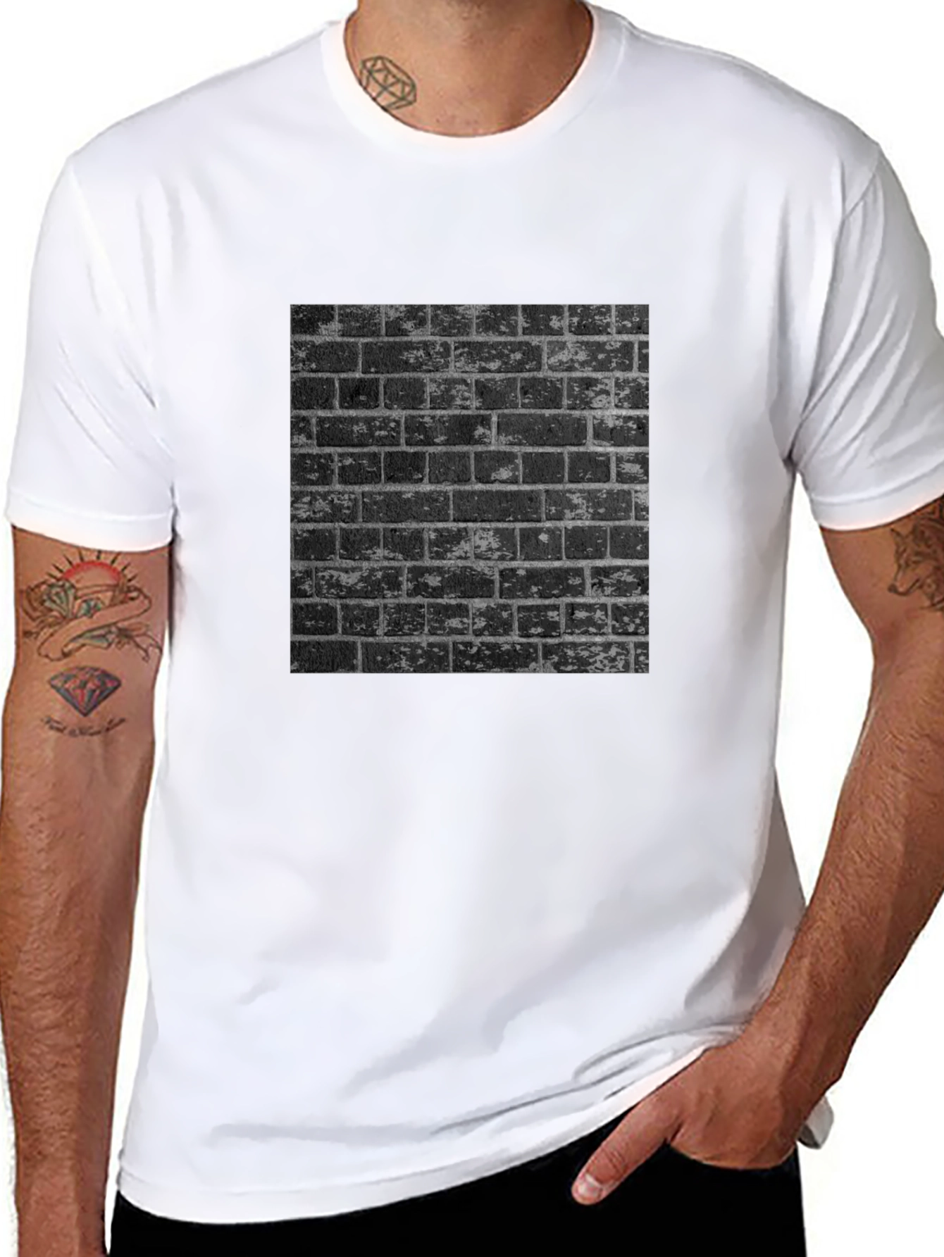 Mens Graphic Tee - Urban Brick Wall Design