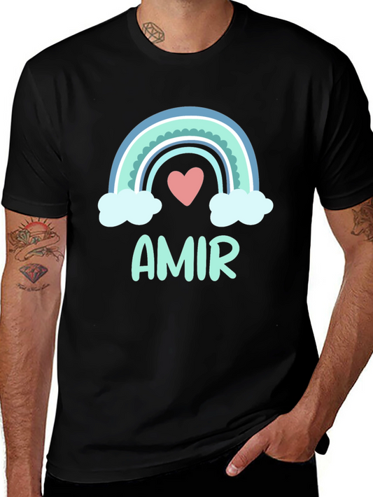 Amir Rainbow Heart T-Shirt - Cute Personalized Tee