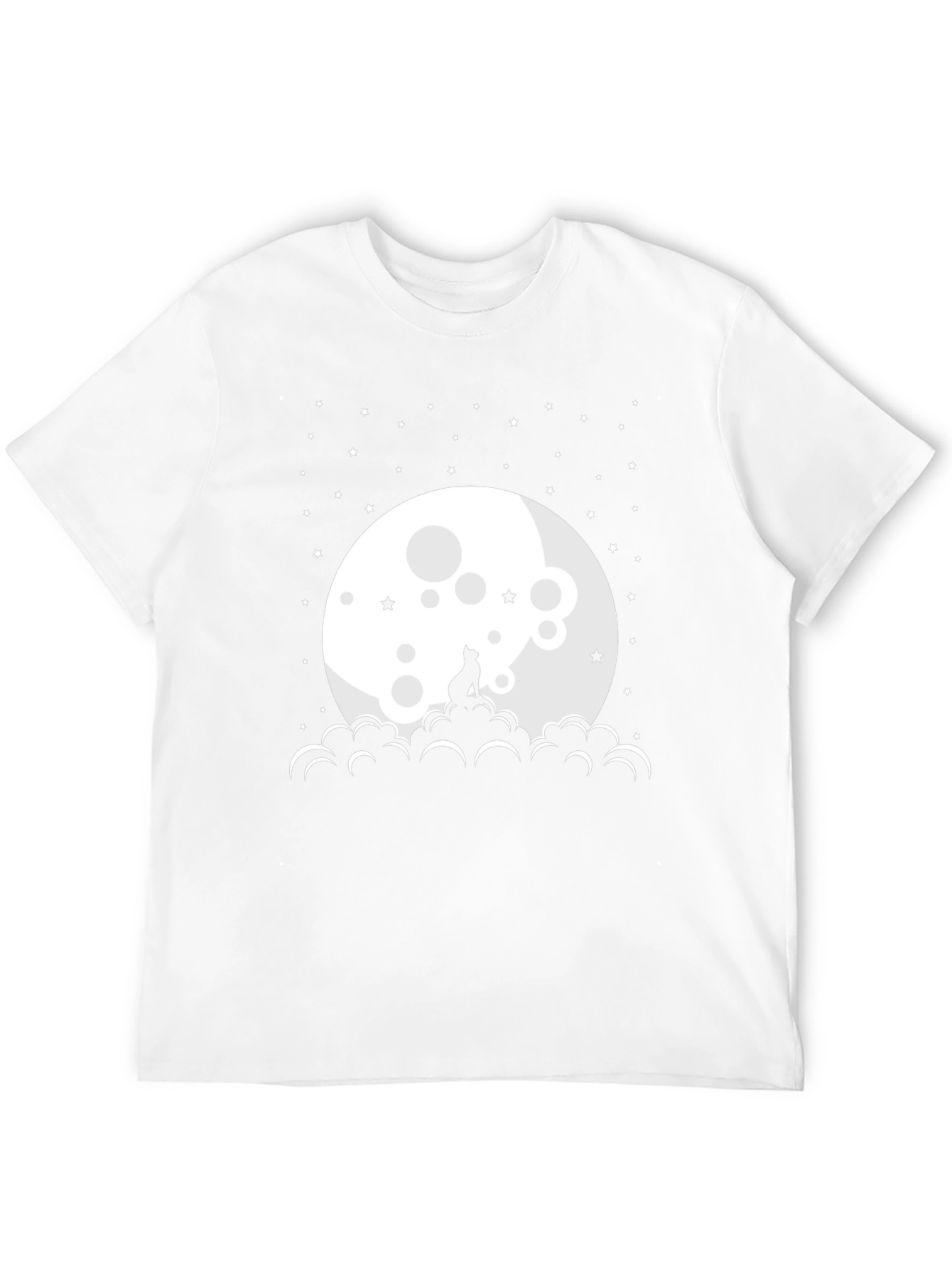 Cat Moon Stars Black T-Shirt