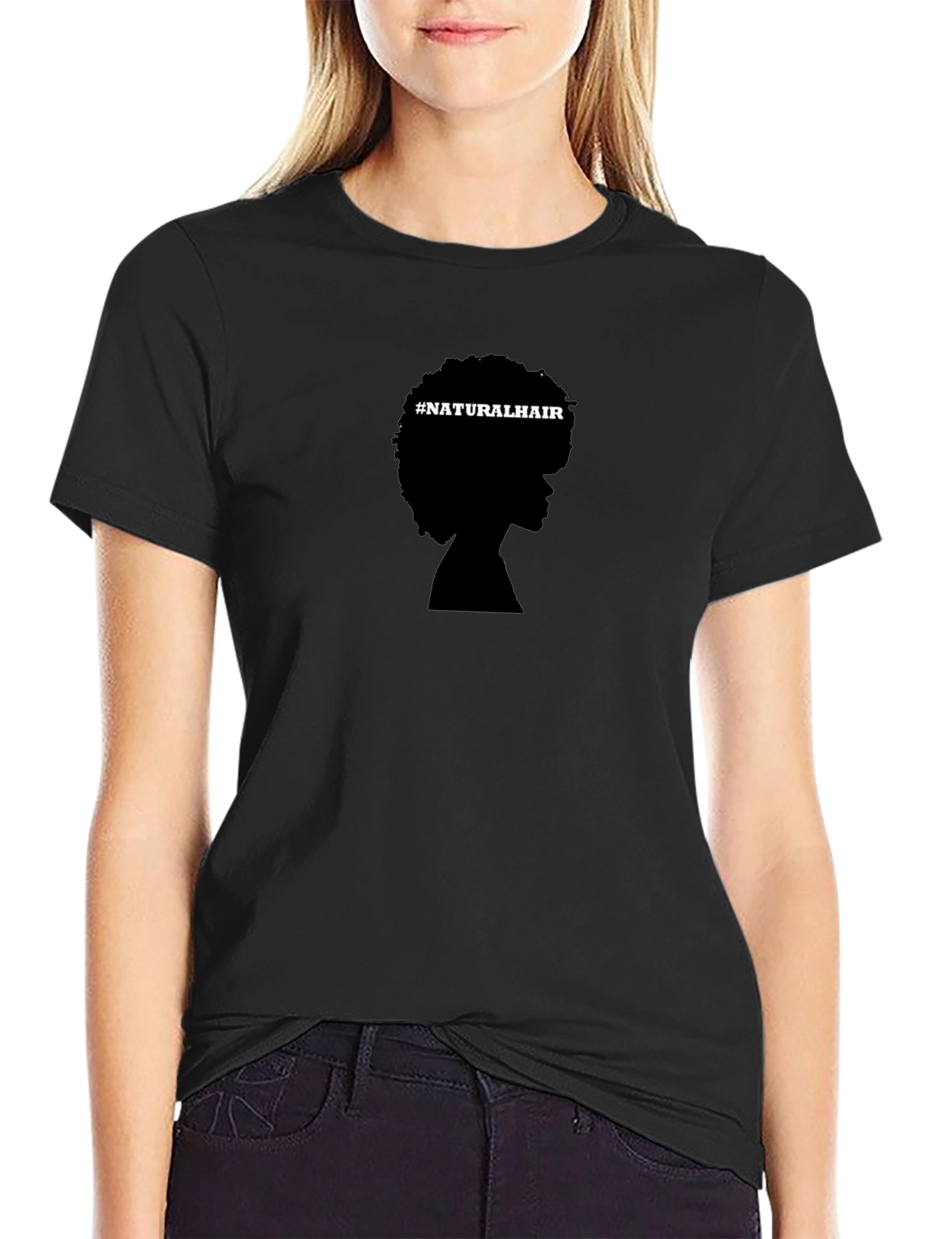 Natural Hair Silhouette T-Shirt - Black