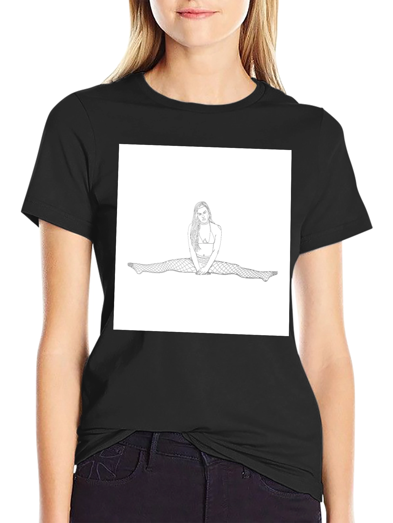 Unique Graphic Tee: Woman Doing Splits