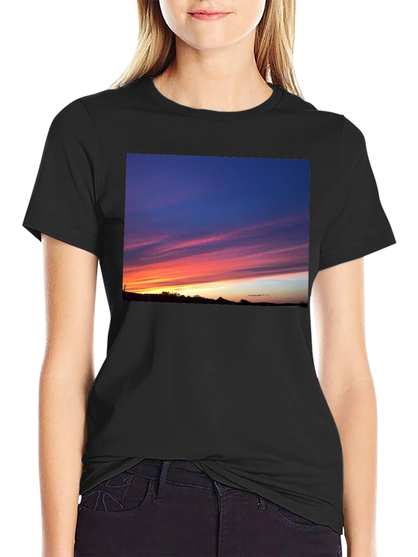 Sunset Sky Graphic Black T-Shirt