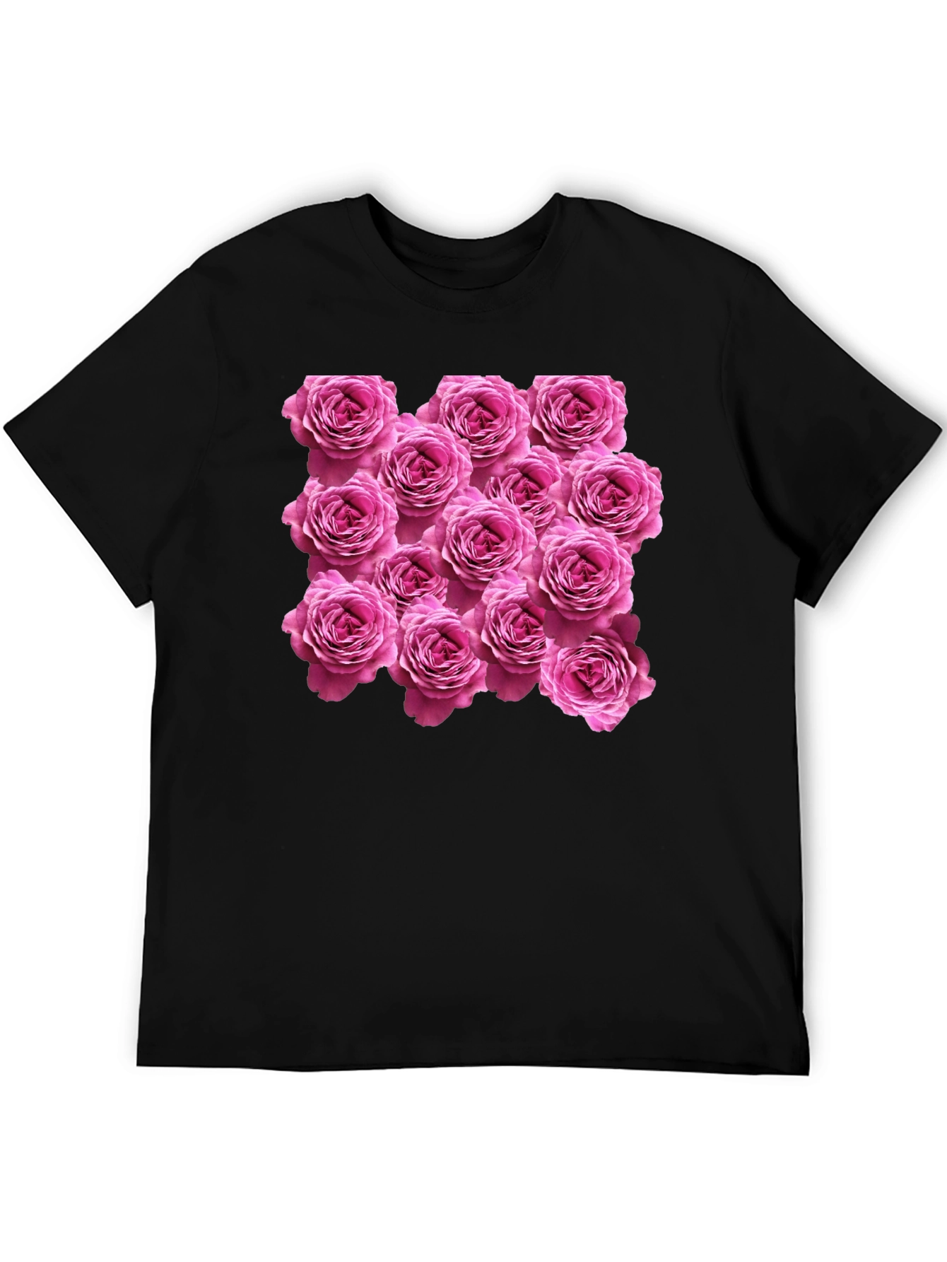 Rose Print Black T-Shirt