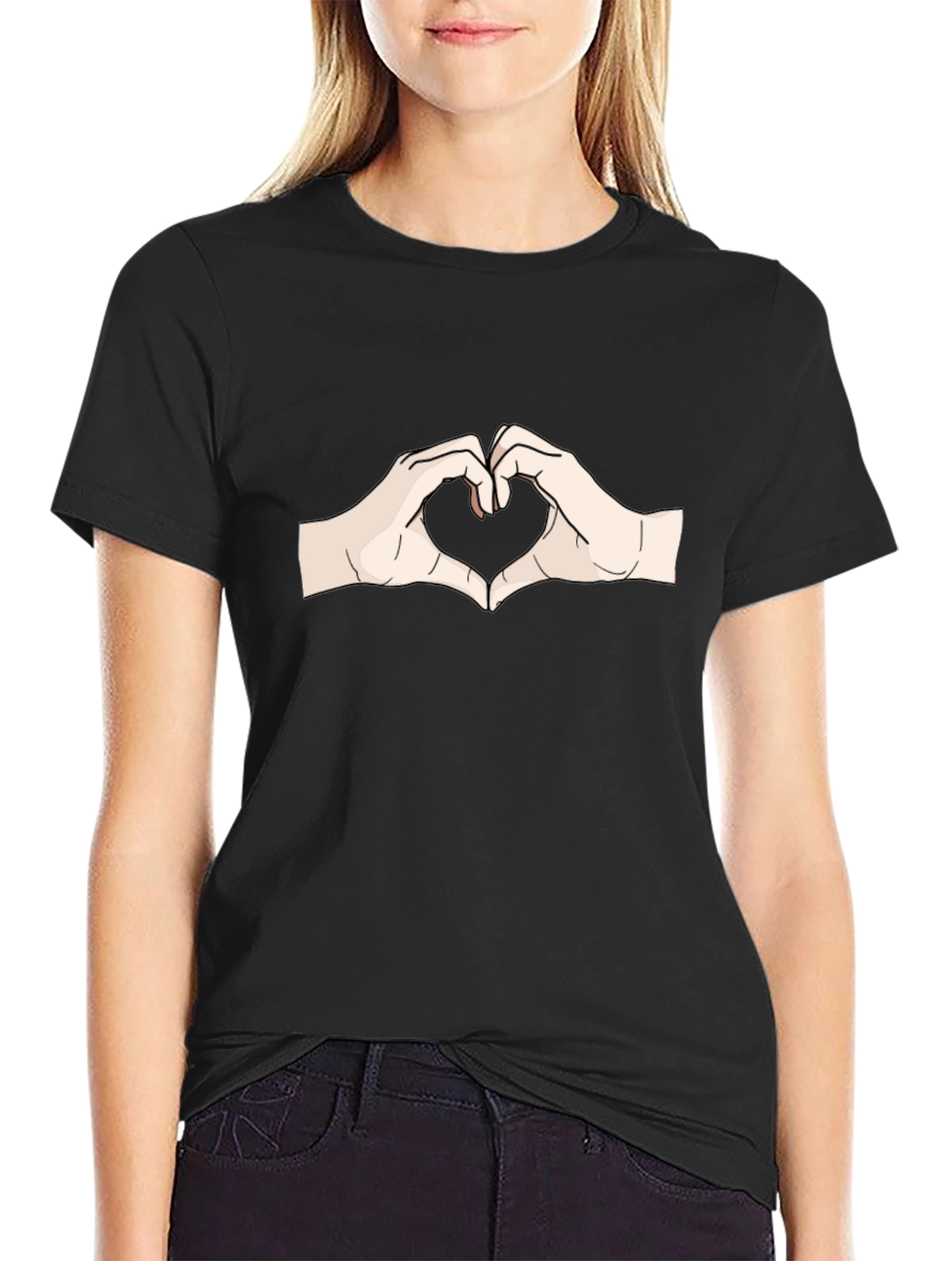 Heart Hands Graphic Tee - Soft Cotton Casual T-Shirt