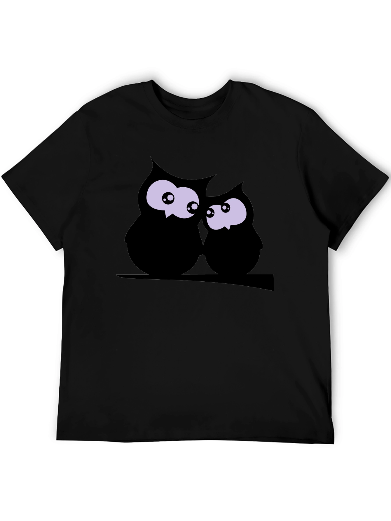 Owl Couple Graphic Black Tee