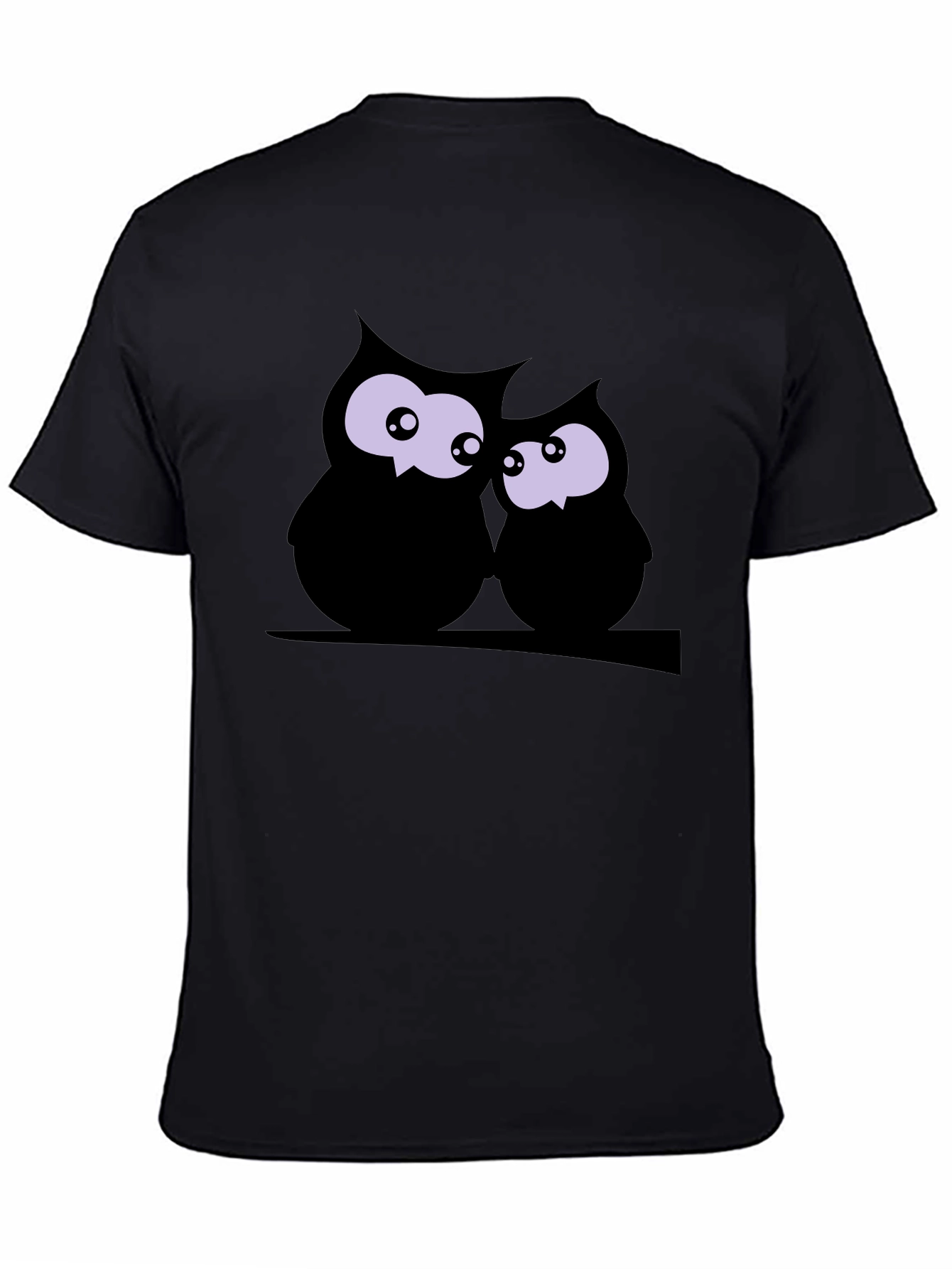 Owl Couple Graphic Black Tee