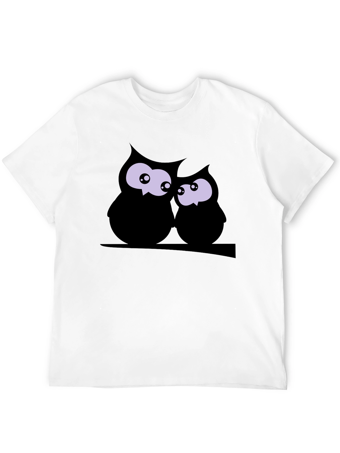 Owl Couple Graphic Black Tee