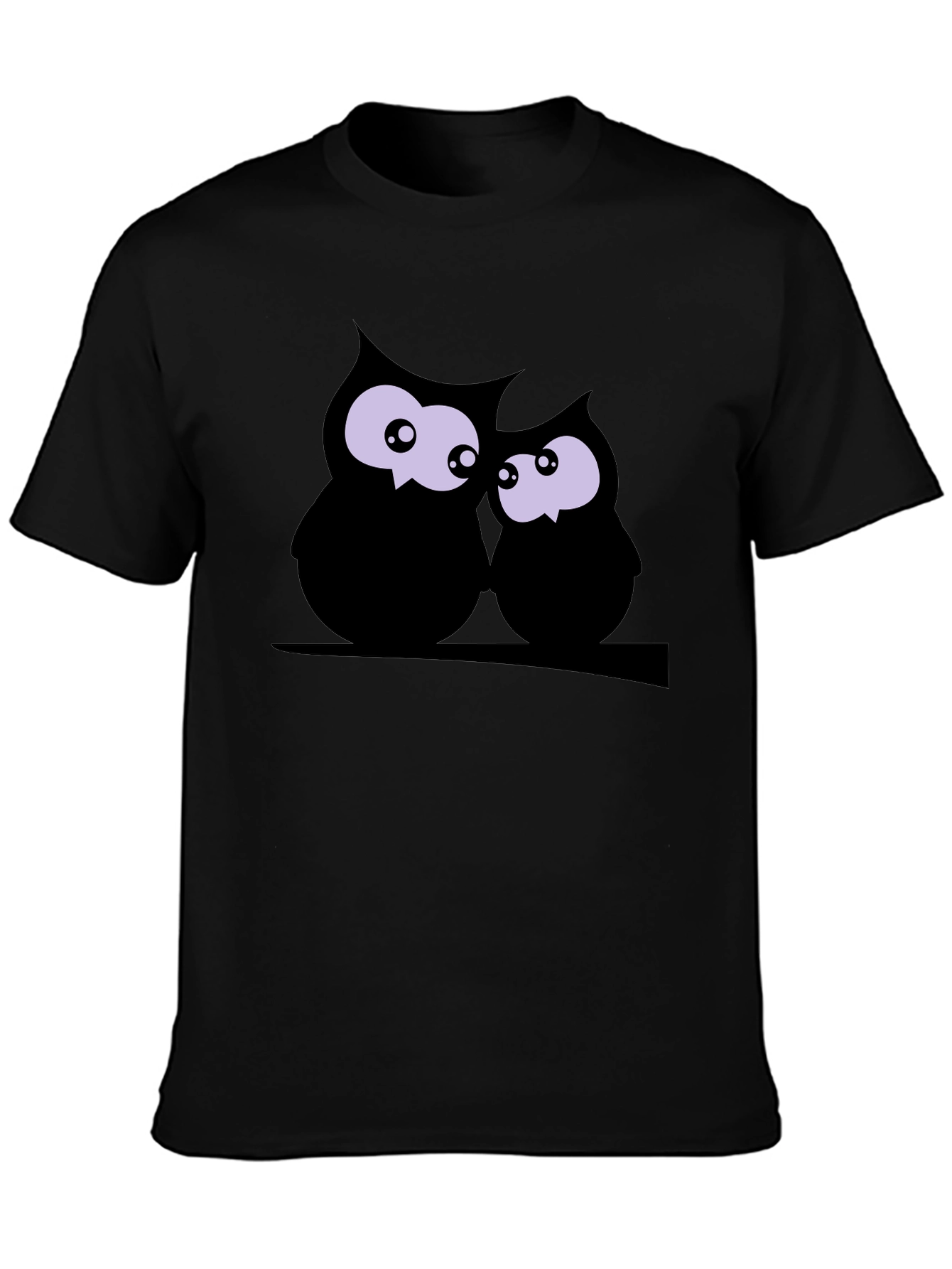 Owl Couple Graphic Black Tee