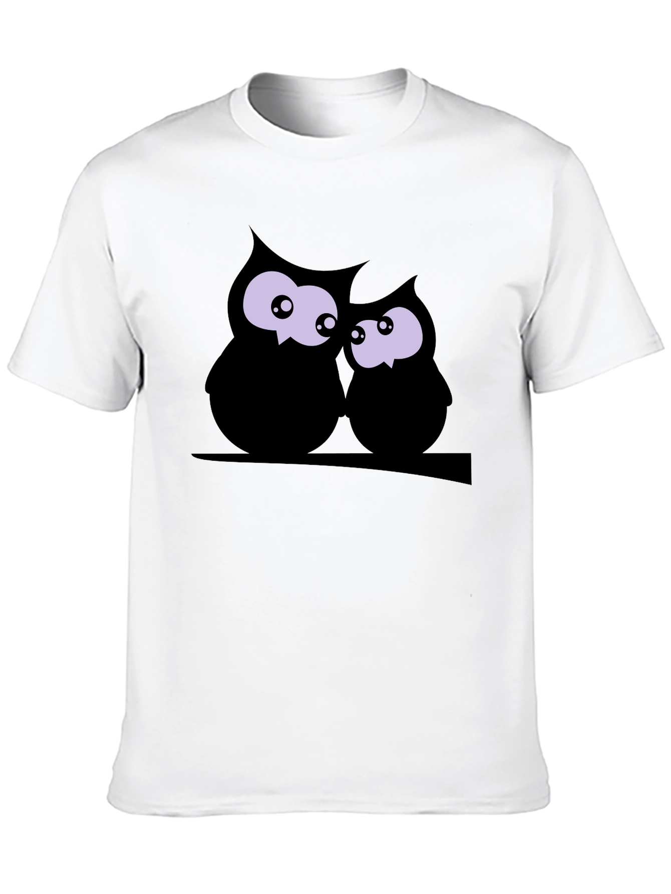 Owl Couple Graphic Black Tee