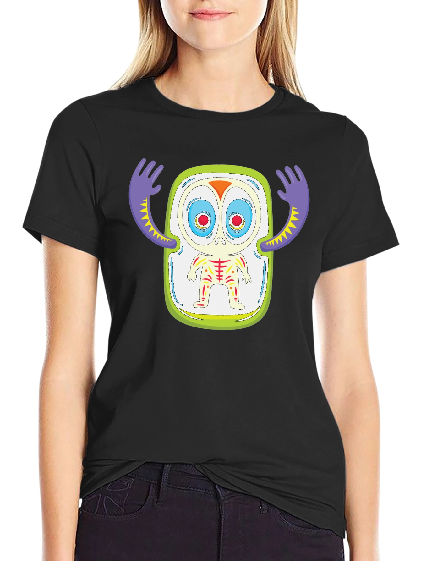 Monster Graphic Print Black T-Shirt