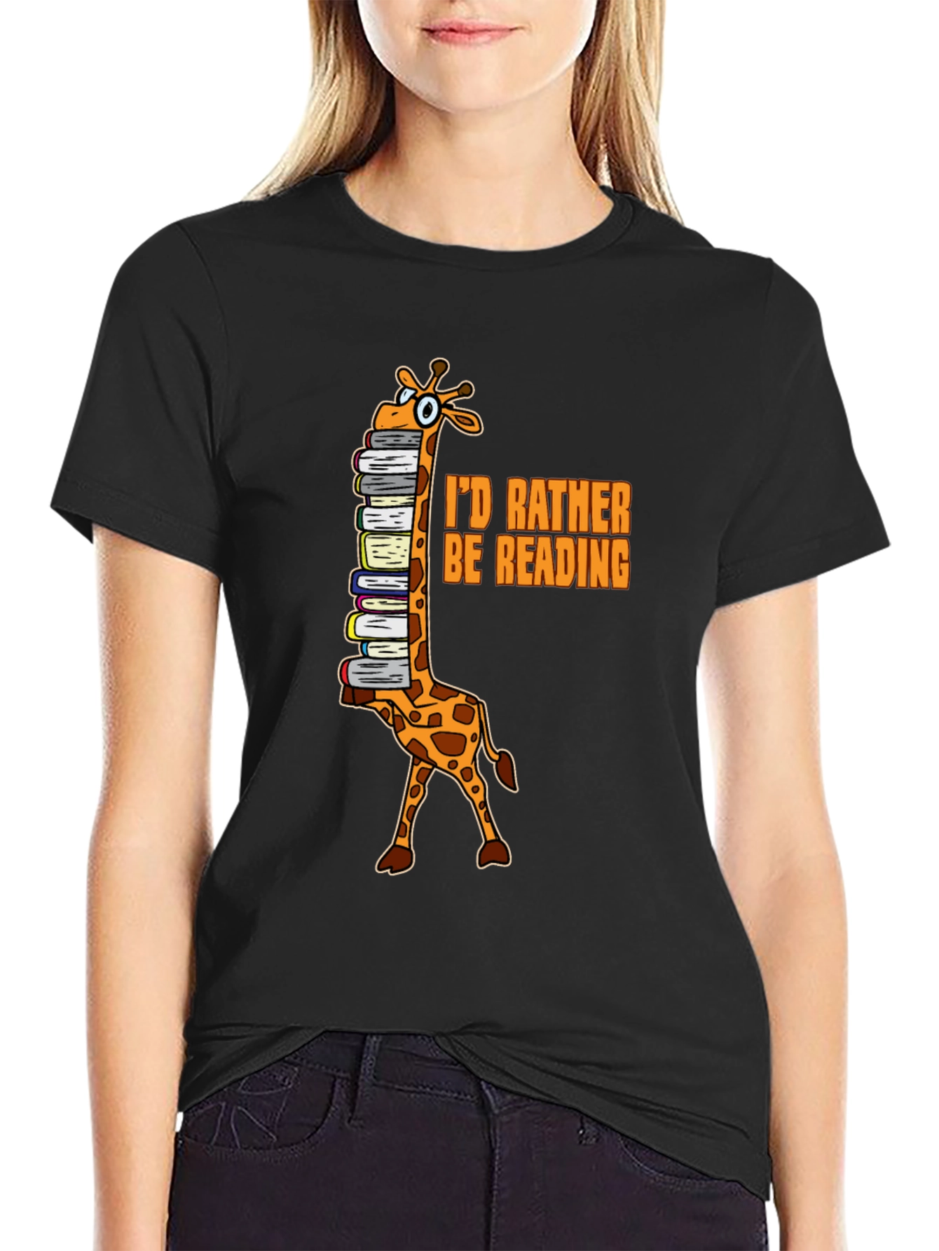 Id Rather Be Reading Giraffe Graphic Tee