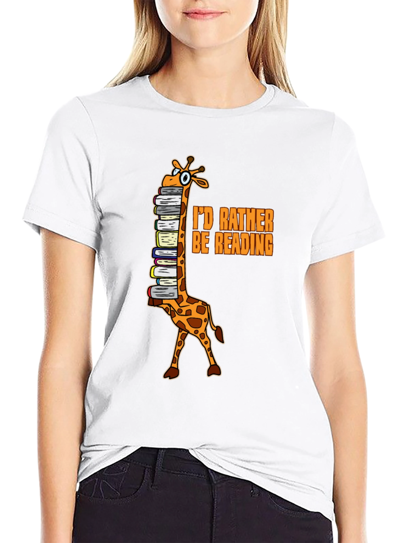 Id Rather Be Reading Giraffe Graphic Tee