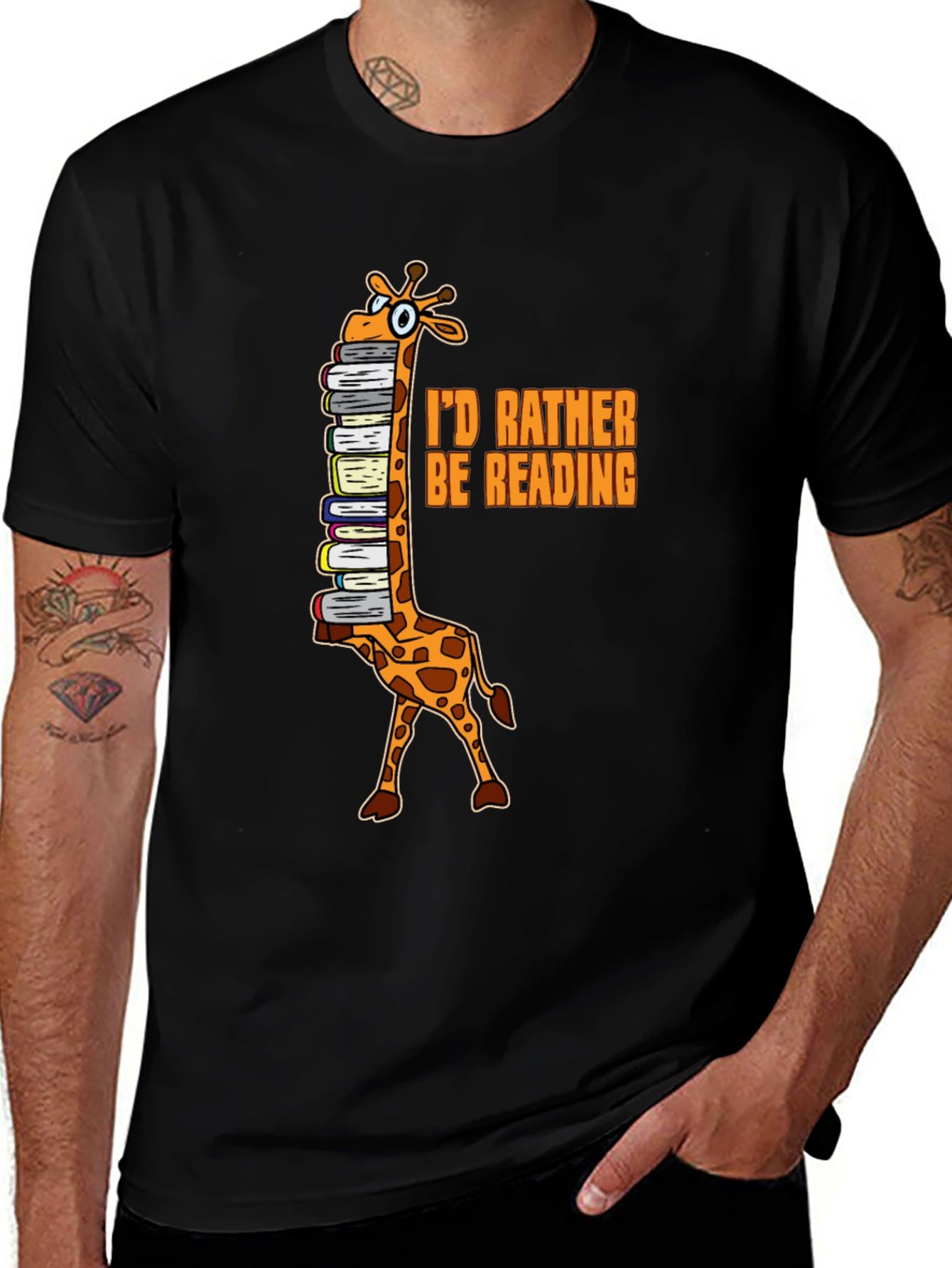 Id Rather Be Reading Giraffe Graphic Tee