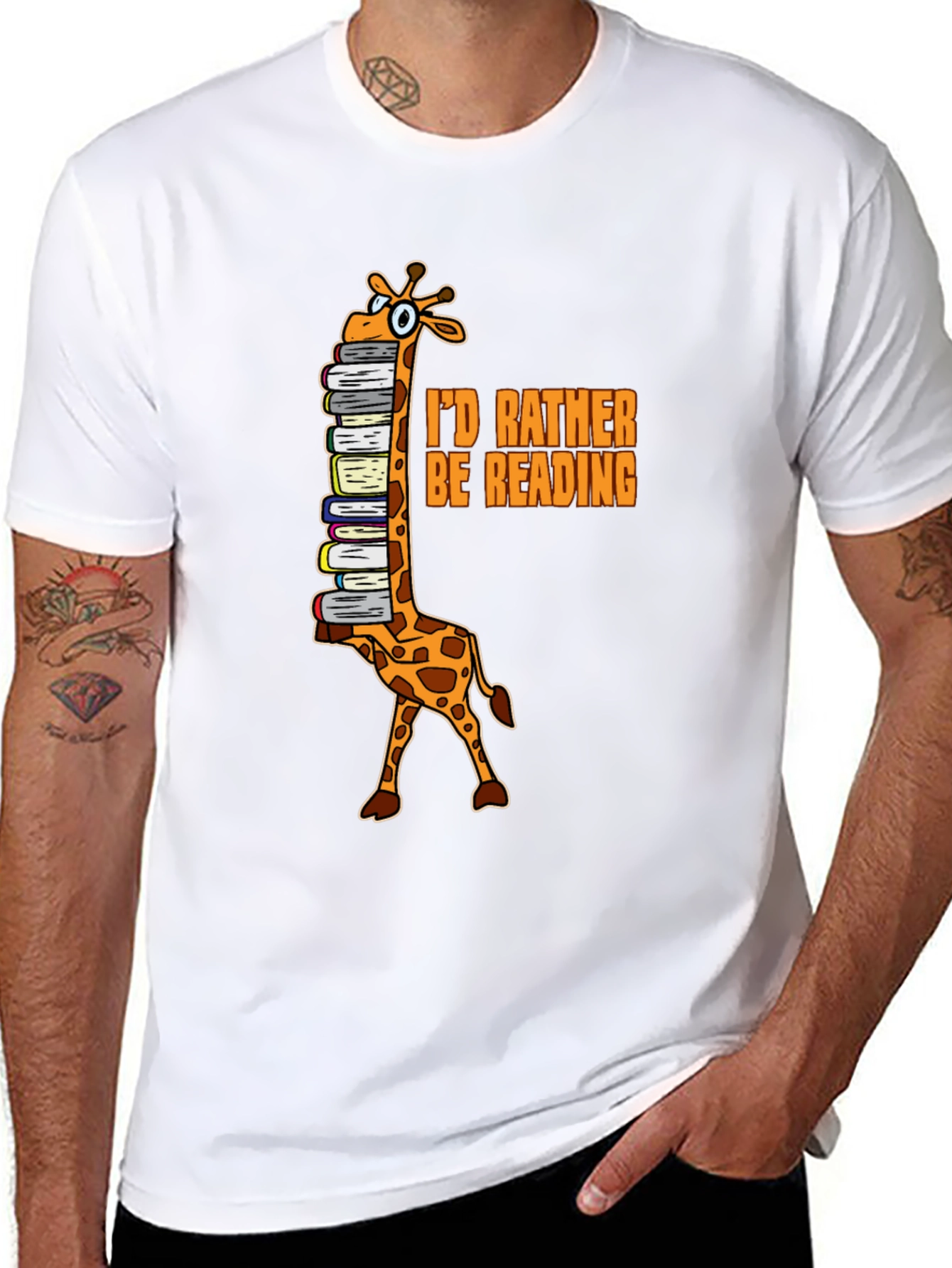 Id Rather Be Reading Giraffe Graphic Tee