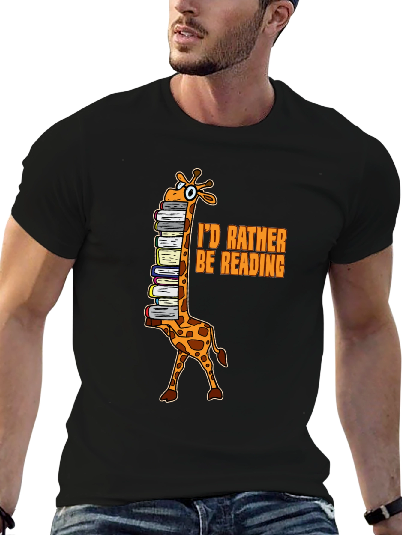 Id Rather Be Reading Giraffe Graphic Tee