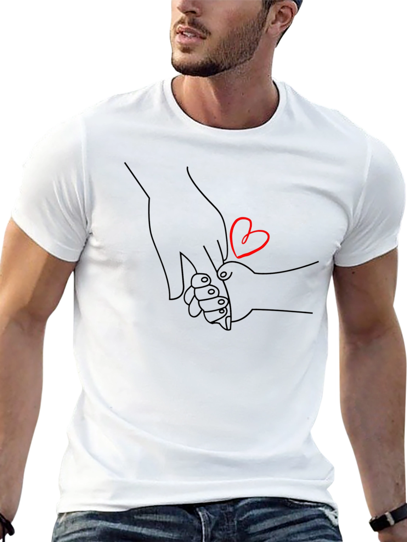 Heartfelt Hand-in-Hand Graphic Tee - Unisex Black Shirt