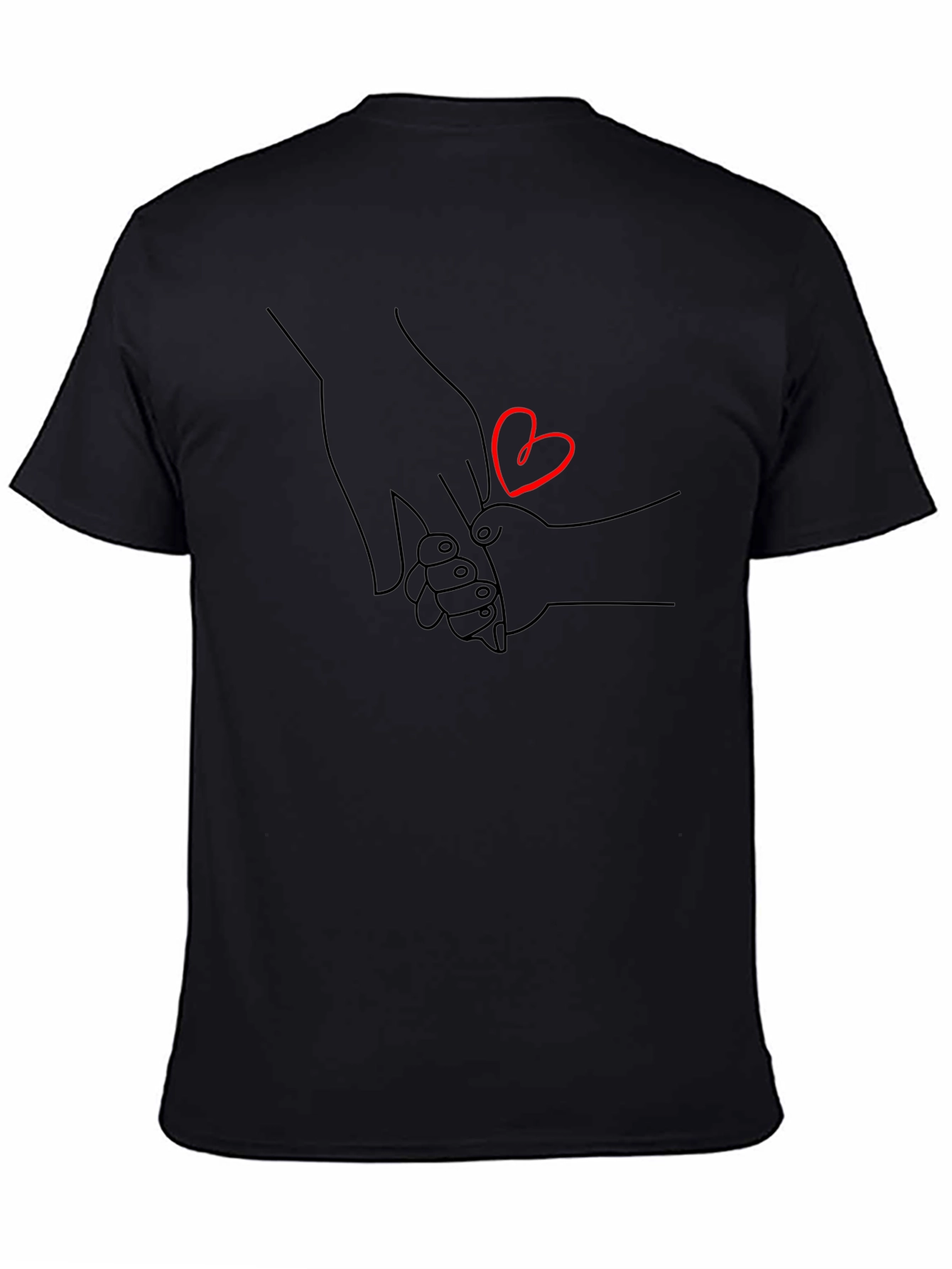Heartfelt Hand-in-Hand Graphic Tee - Unisex Black Shirt