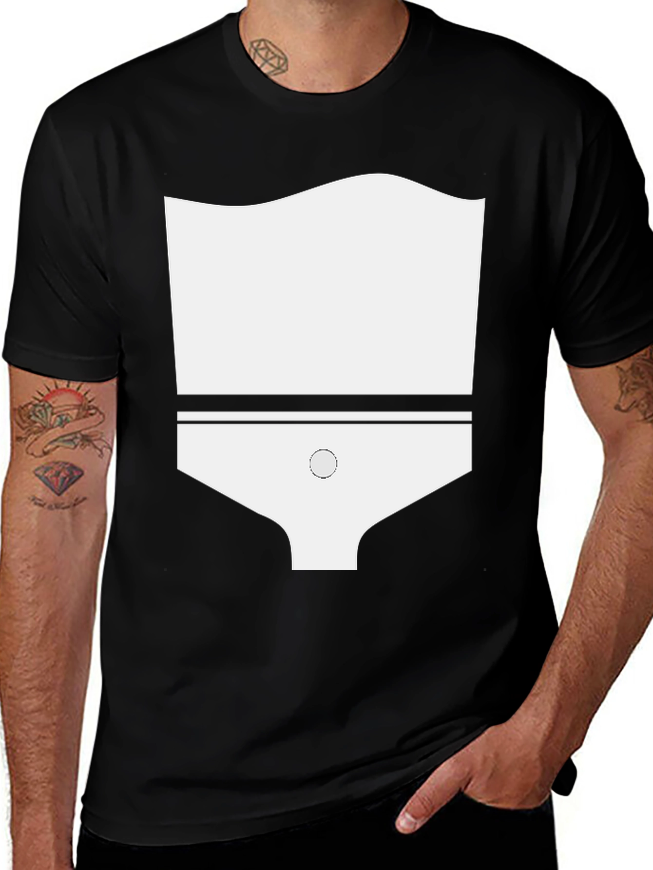 Funny White Underwear Graphic Mens Black T-Shirt