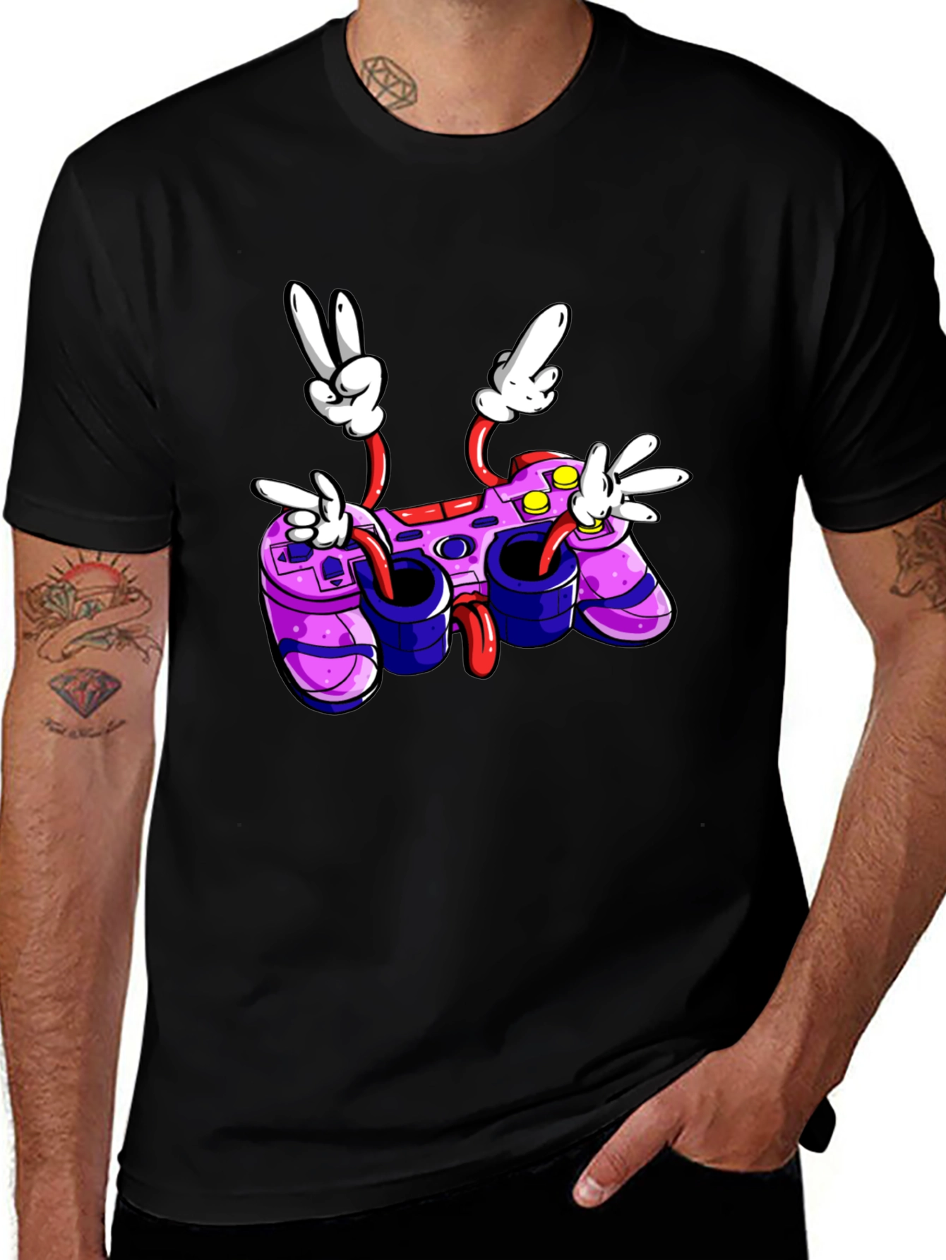 Cartoon Game Controller T-Shirt - Gamer Style