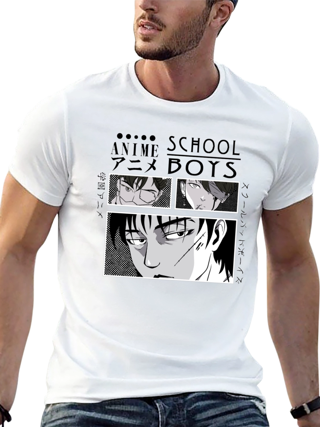 Anime School Boys Graphic T-Shirt